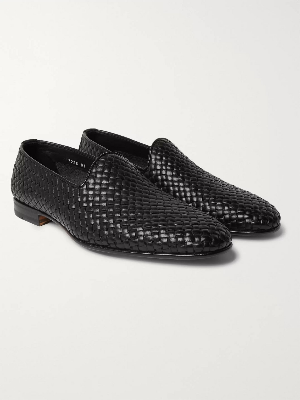 SANTONI WOVEN LEATHER LOAFERS