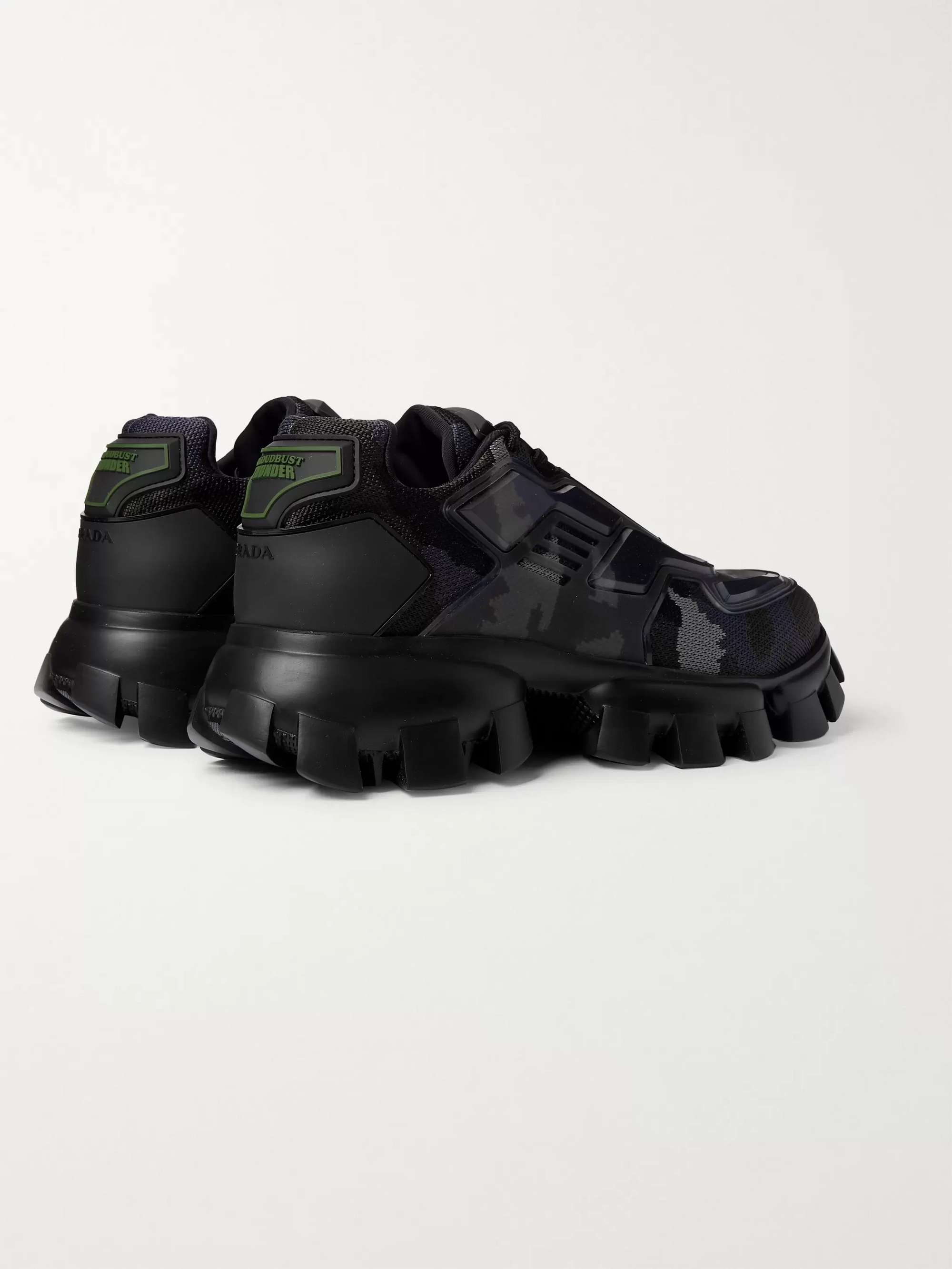 PRADA Cloudbust Thunder Rubber and Camouflage Mesh Sneakers