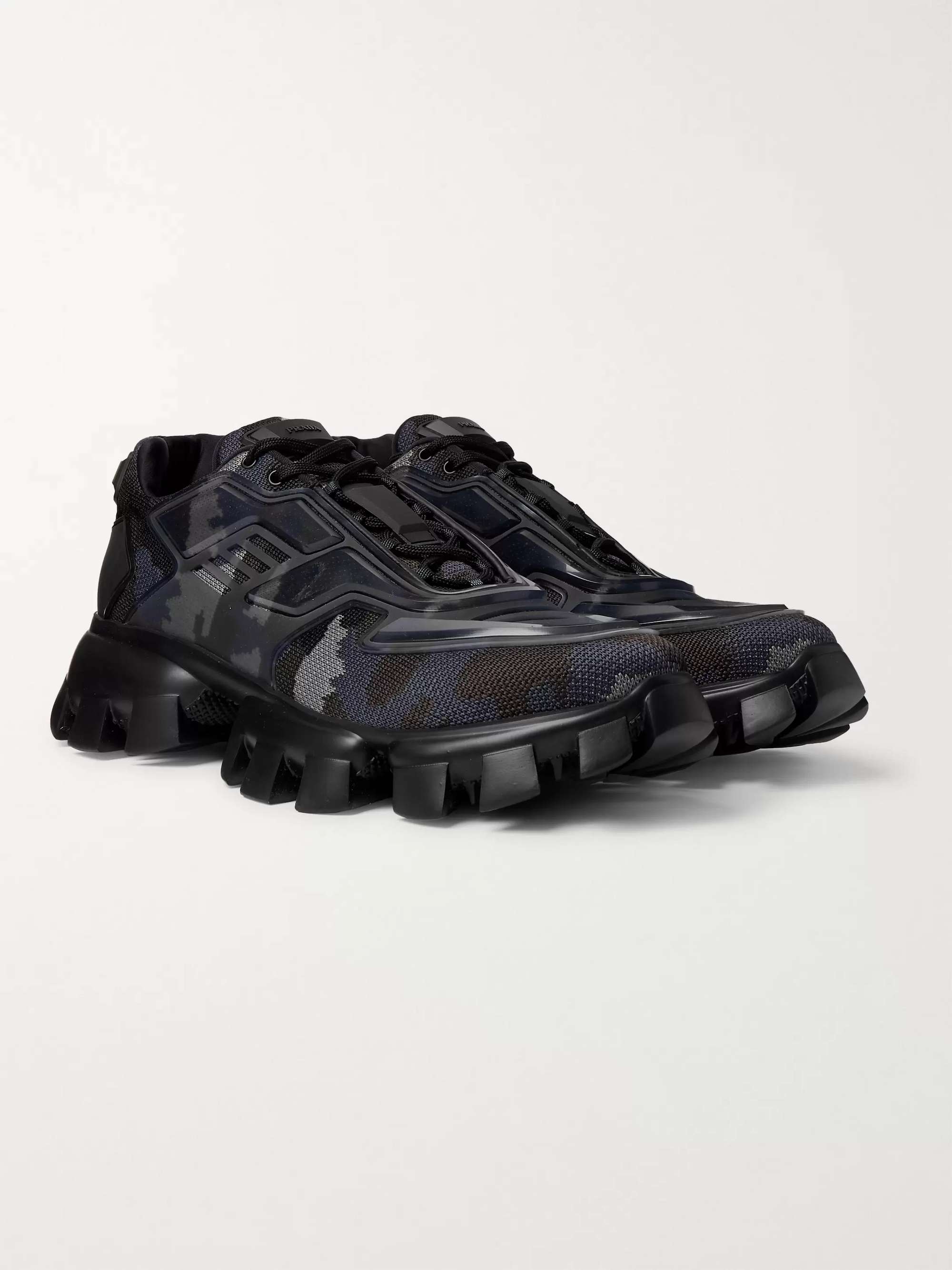 PRADA Cloudbust Thunder Rubber and Camouflage Mesh Sneakers
