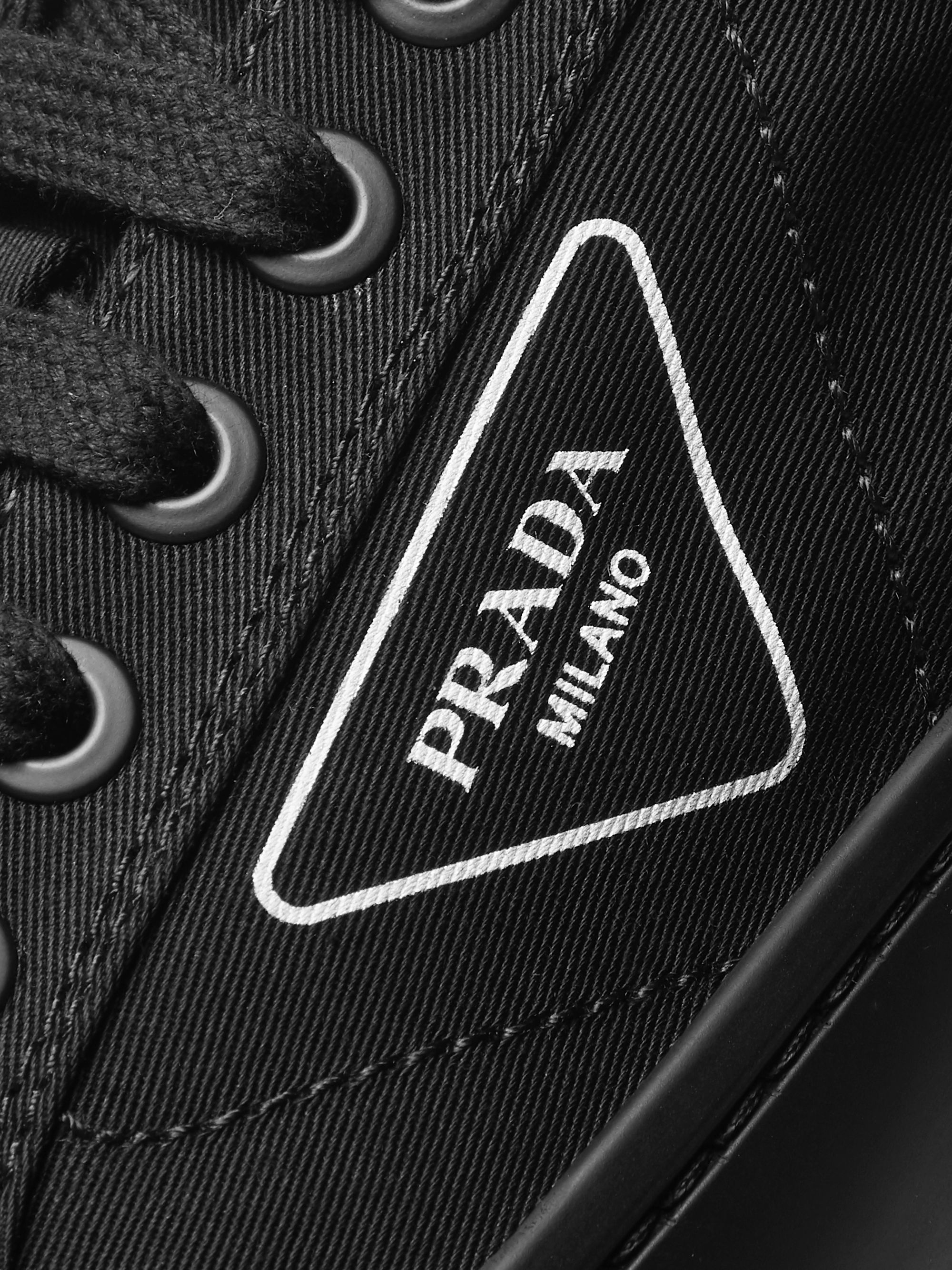 Black Logo-Print Canvas Sneakers | PRADA | MR PORTER