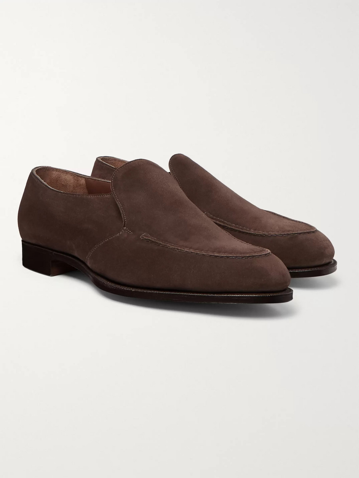 Edward Green Lewes Suede Loafers In Brown