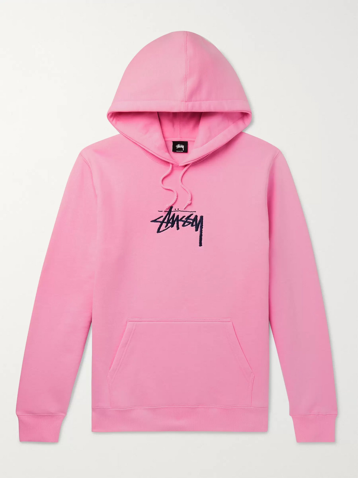 Stussy Logo-embroidered Fleece-back Cotton-blend Jersey Hoodie In 