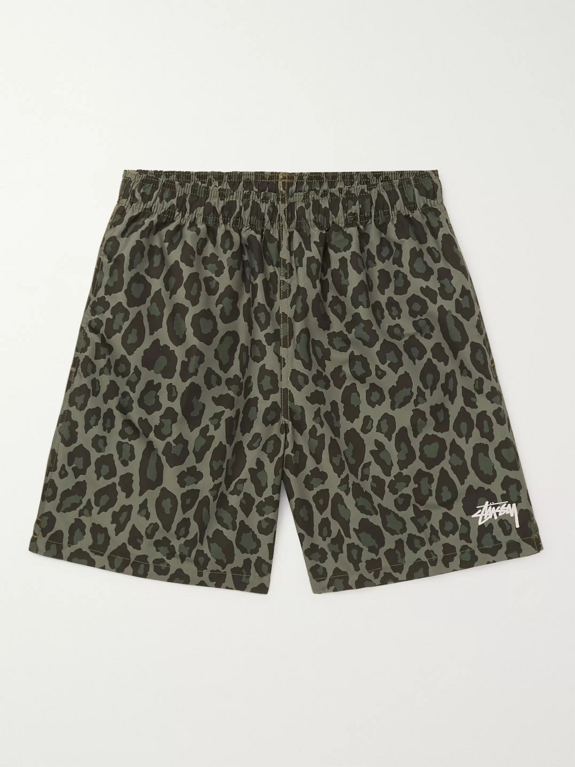Stussy Leopard-print Shell Shorts In Green