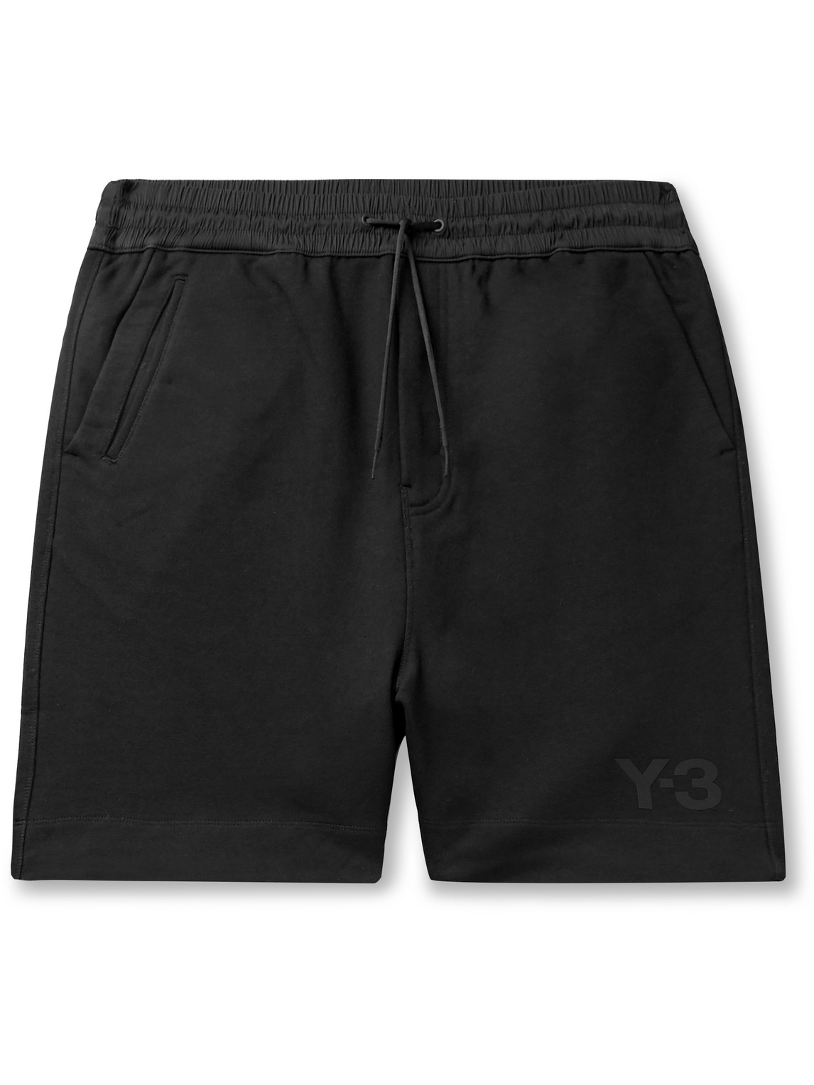 Y-3 Wide-Leg Shell-Trimmed Loopback Cotton-Jersey Drawstring Shorts