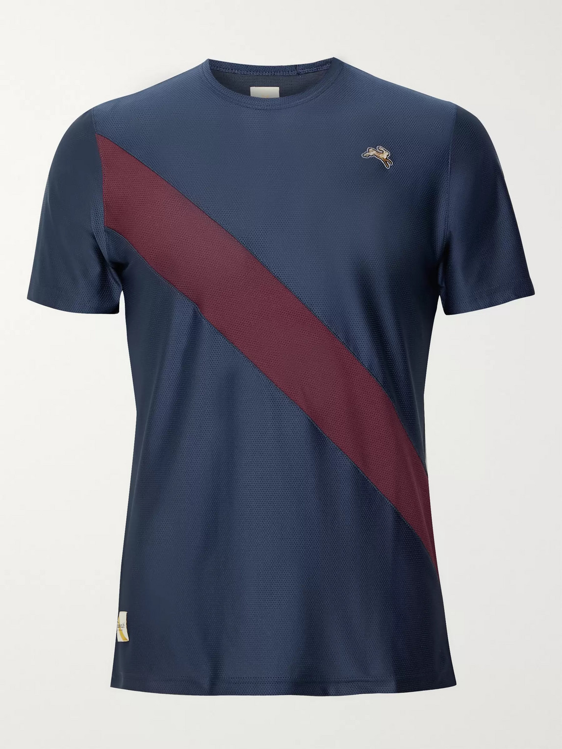 Tracksmith Van Cortlandt Striped Stretch-mesh T-shirt In Blue
