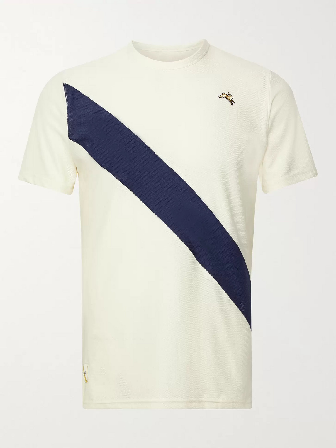 Tracksmith Van Cortlandt Striped Stretch-mesh T-shirt In Neutrals