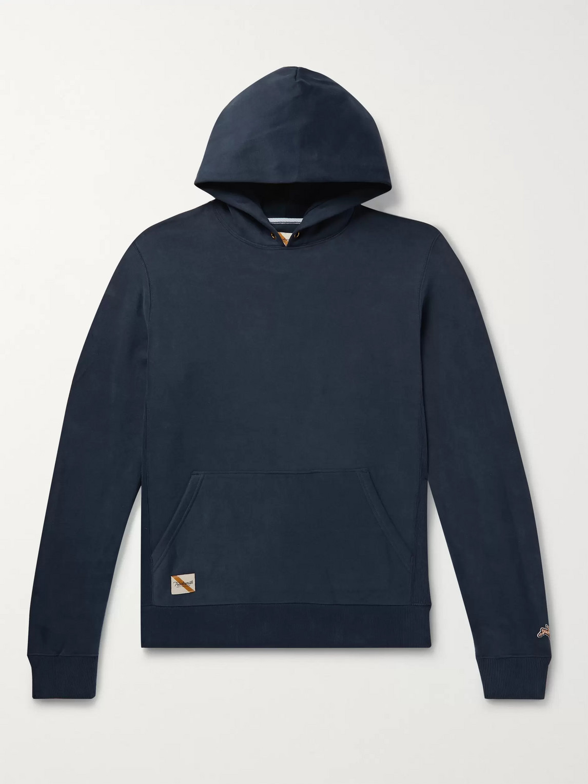 Tracksmith Trackhouse Mélange Loopback Cotton-blend Jersey Hoodie In Blue