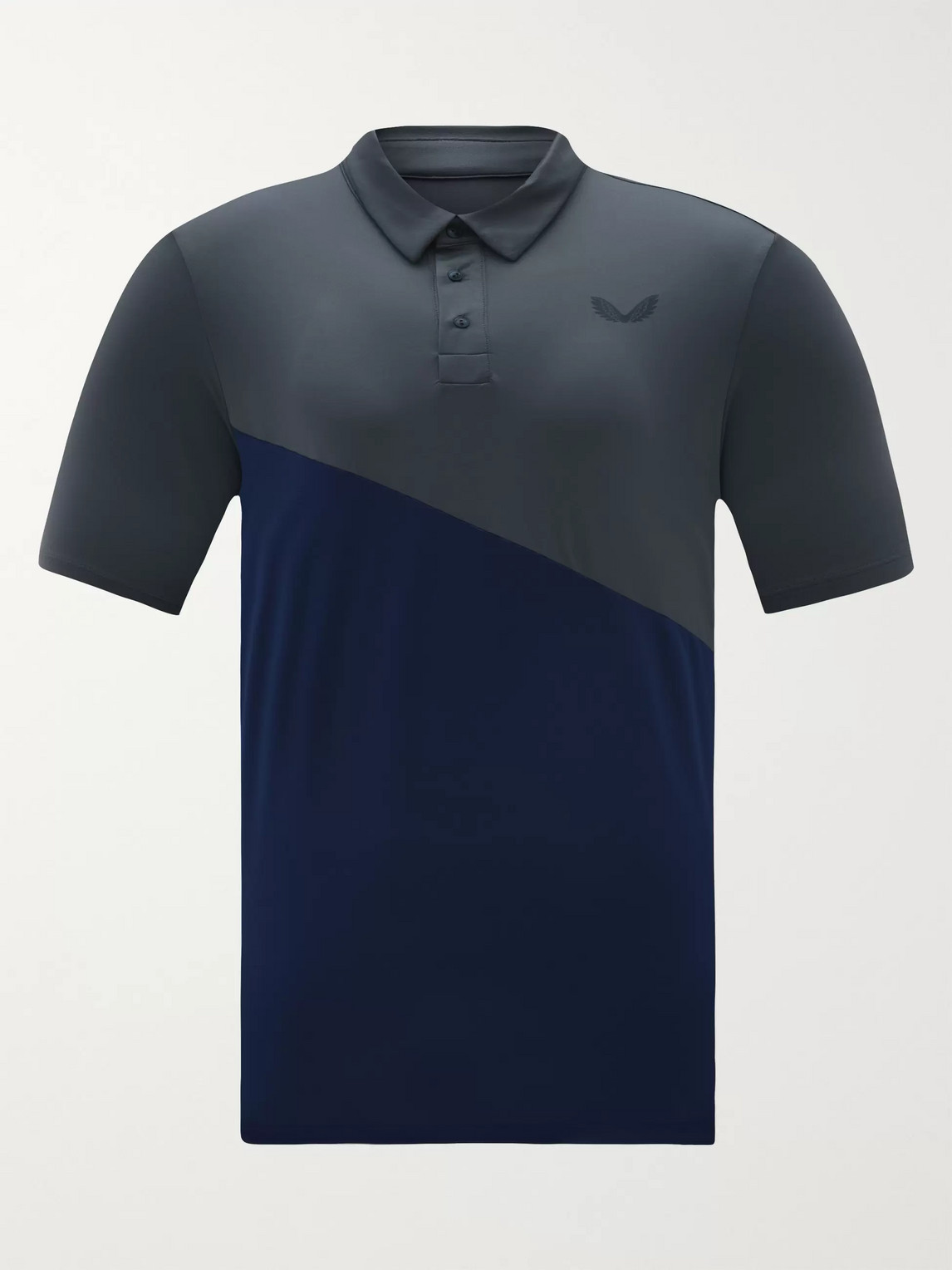 Castore Colour-block Stretch-mesh Golf Polo Shirt In Blue