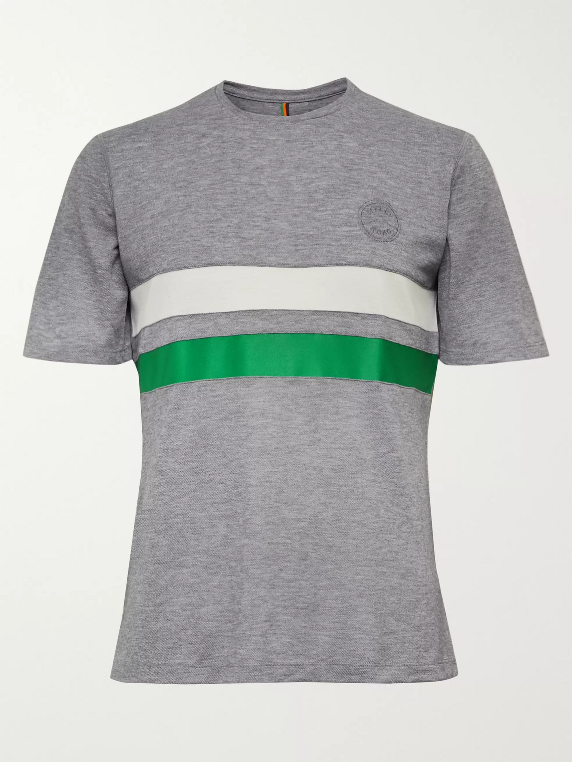Iffley Road Cambrian Striped Drirelease Piqué T-shirt In Grey