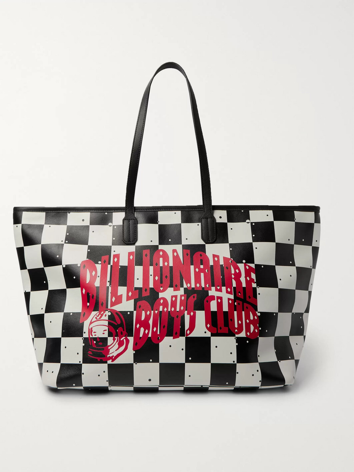 Billionaire Boys Club Logo-print Checkerboard Leather Tote Bag In White