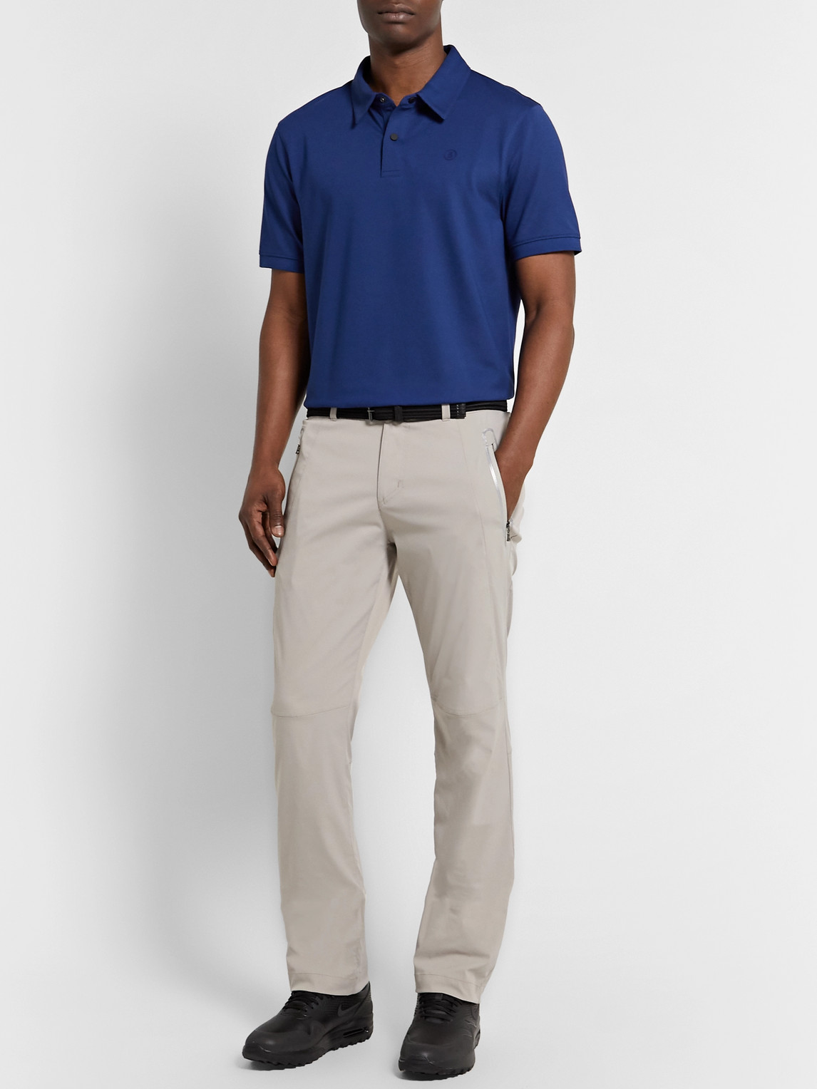 Bogner Timo Stretch Cotton-blend Piqué Golf Polo Shirt In Blue