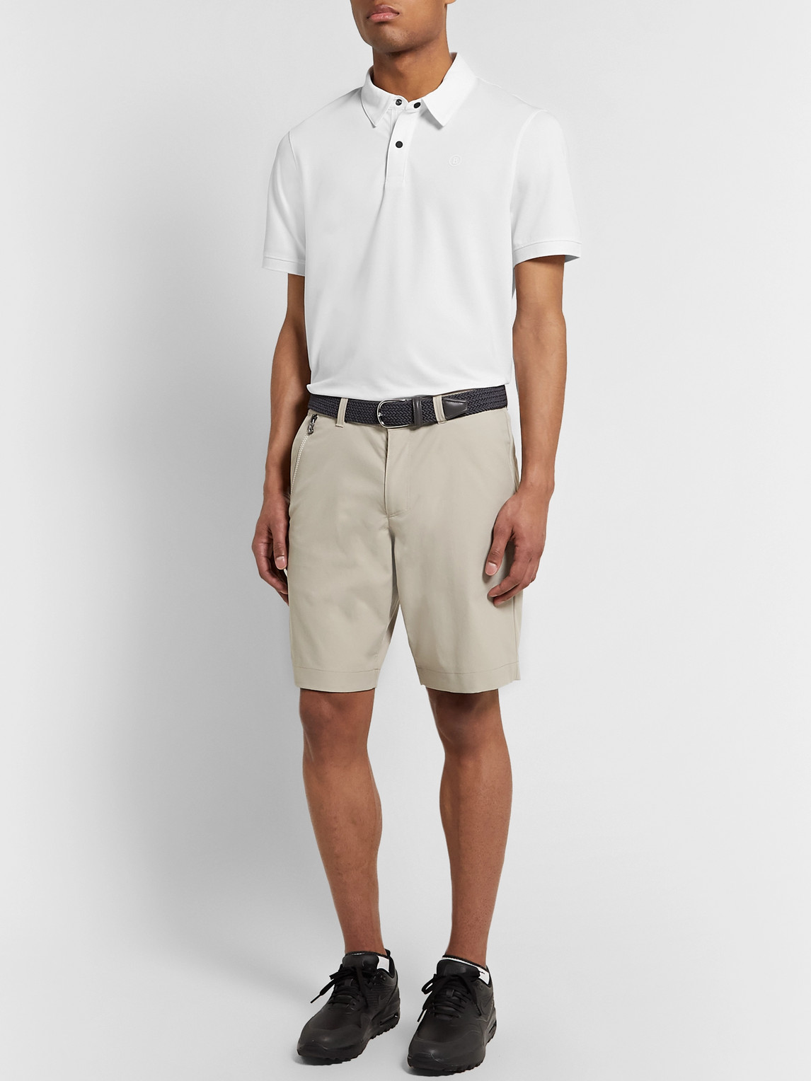 Bogner Timo Stretch Cotton-blend Piqué Golf Polo Shirt In White