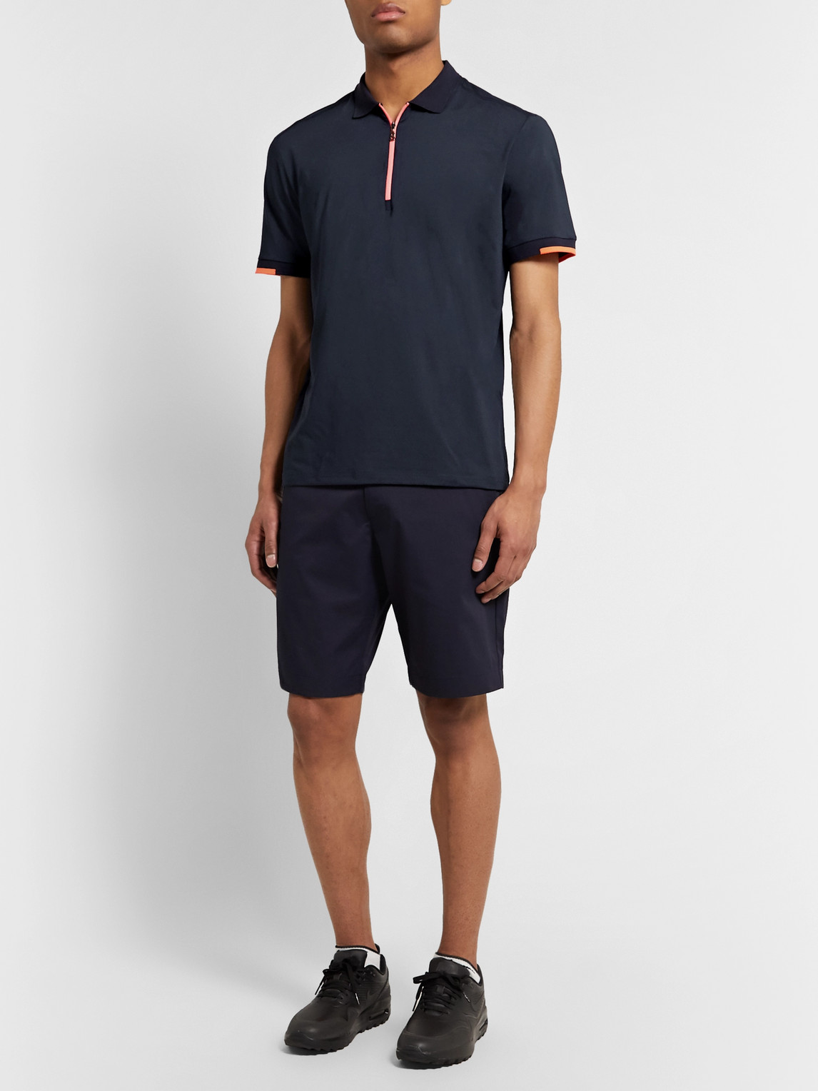 Bogner Ilas Stretch-jersey Half-zip Golf Polo Shirt In Blue