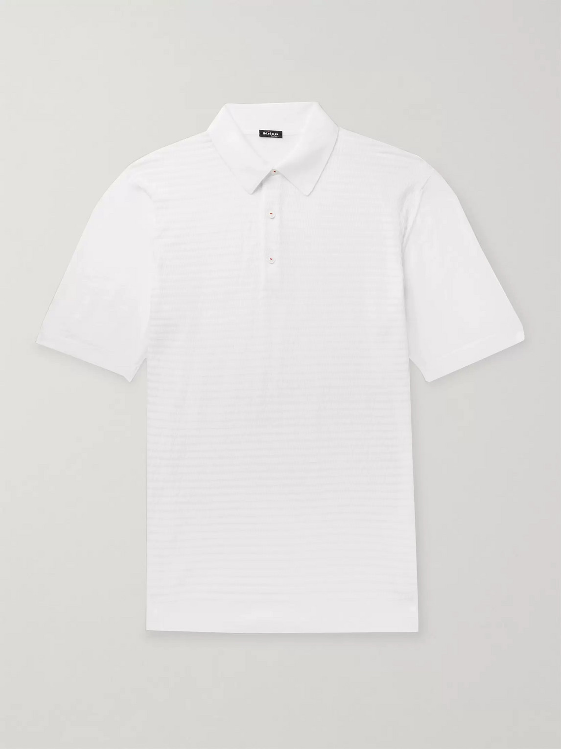 Kiton Slim-fit Waffle-knit Cotton Polo Shirt In White