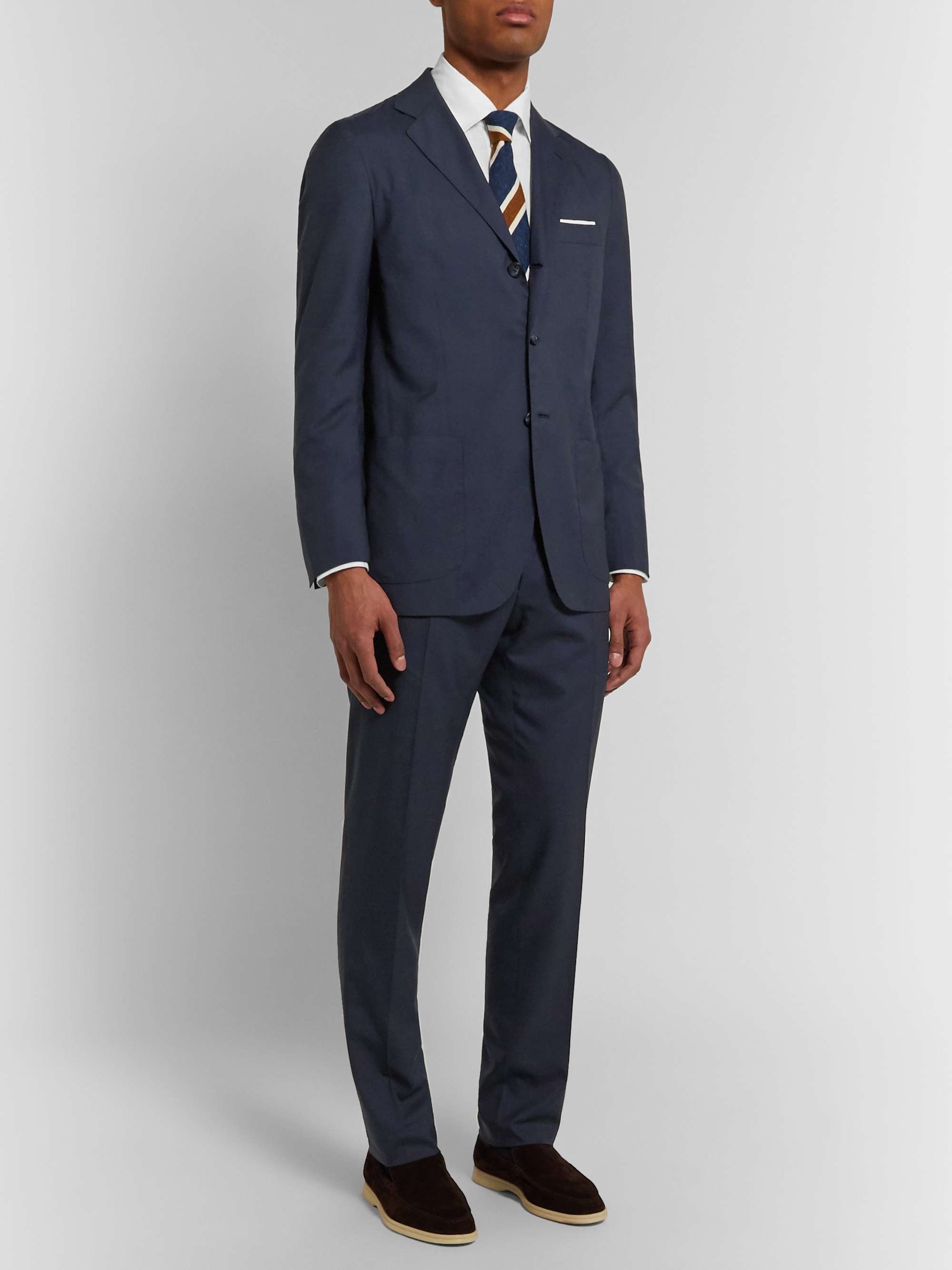 KITON Slim-Fit Puppytooth Cashmere Suit Trousers
