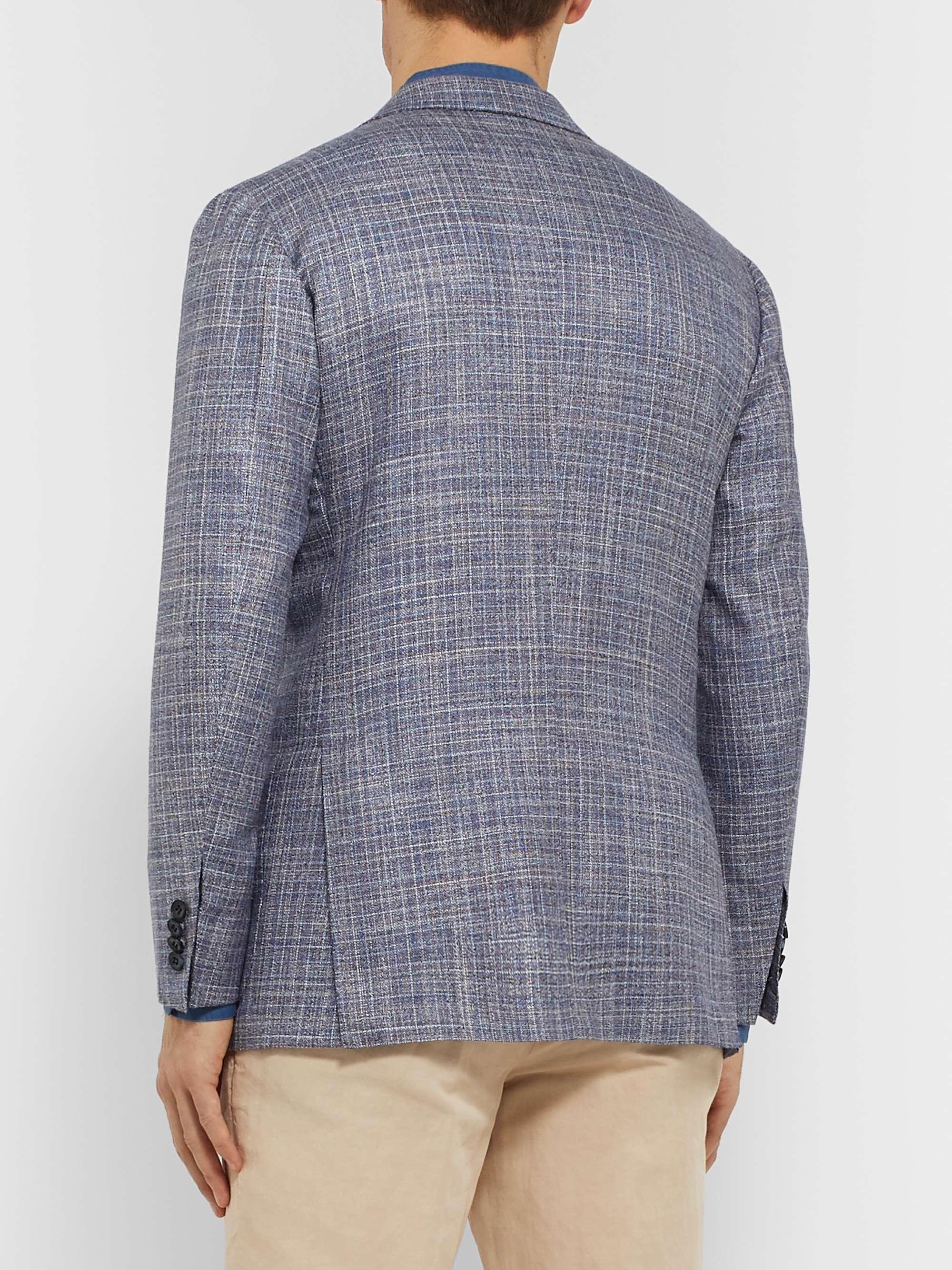 KITON Blue Slim-Fit Unstructured Cashmere, Virgin Wool, Silk and Linen-Blend Blazer