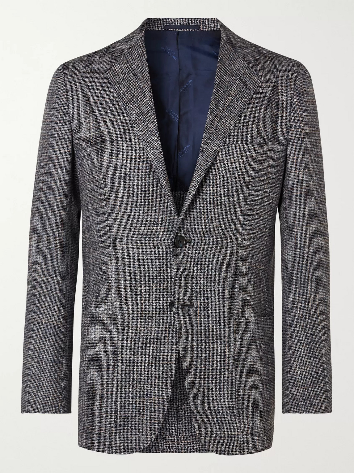 Kiton Puppytooth Cashmere, Virgin Wool, Silk And Linen-blend Suit Jacket In Multi