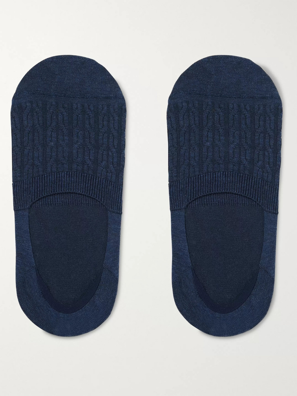 Corgi Cable-knit Cotton-blend No-show Socks In Blue