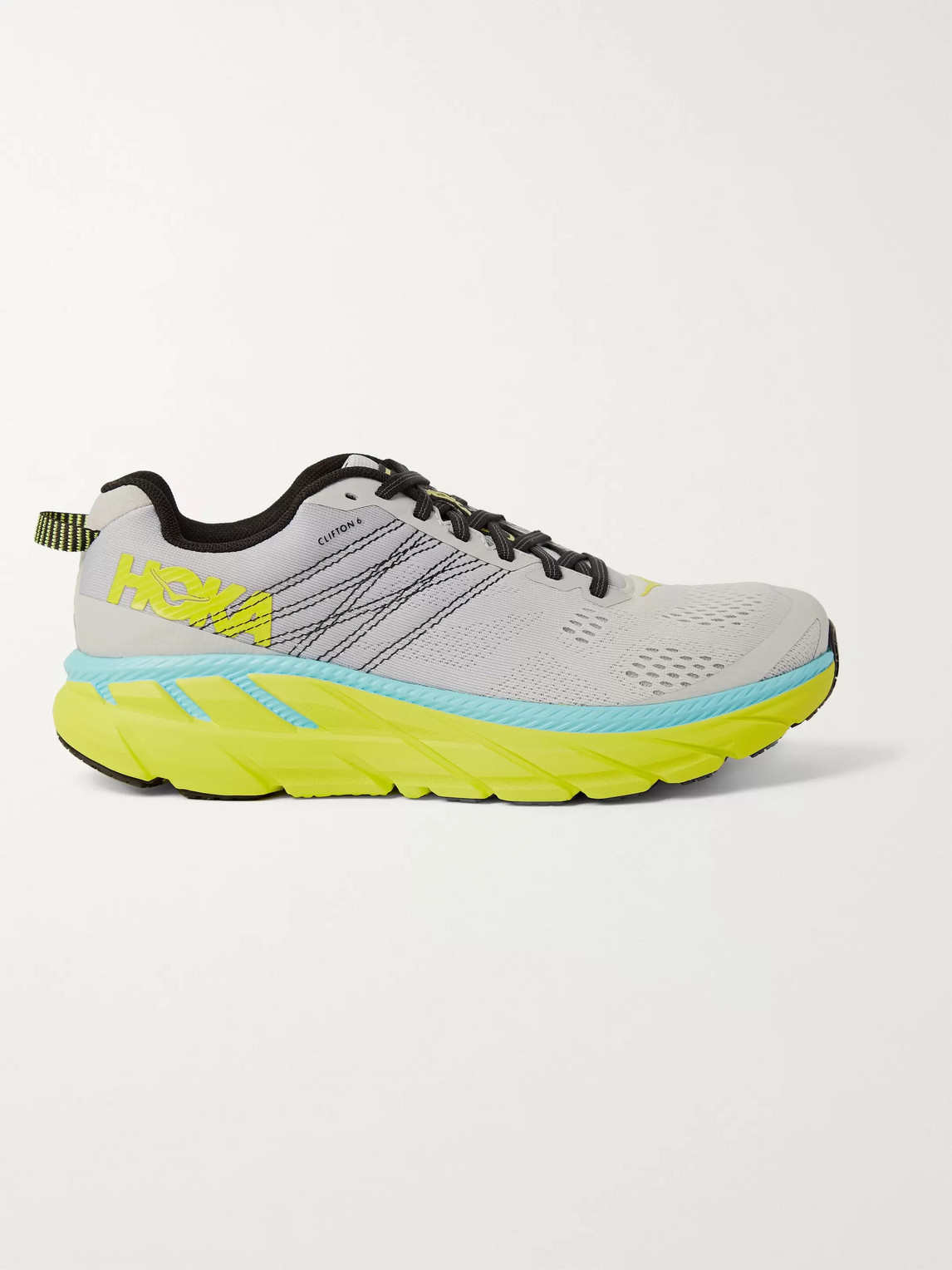 HOKA ONE ONE CLIFTON 6 EMBROIDERED MESH RUNNING SNEAKERS