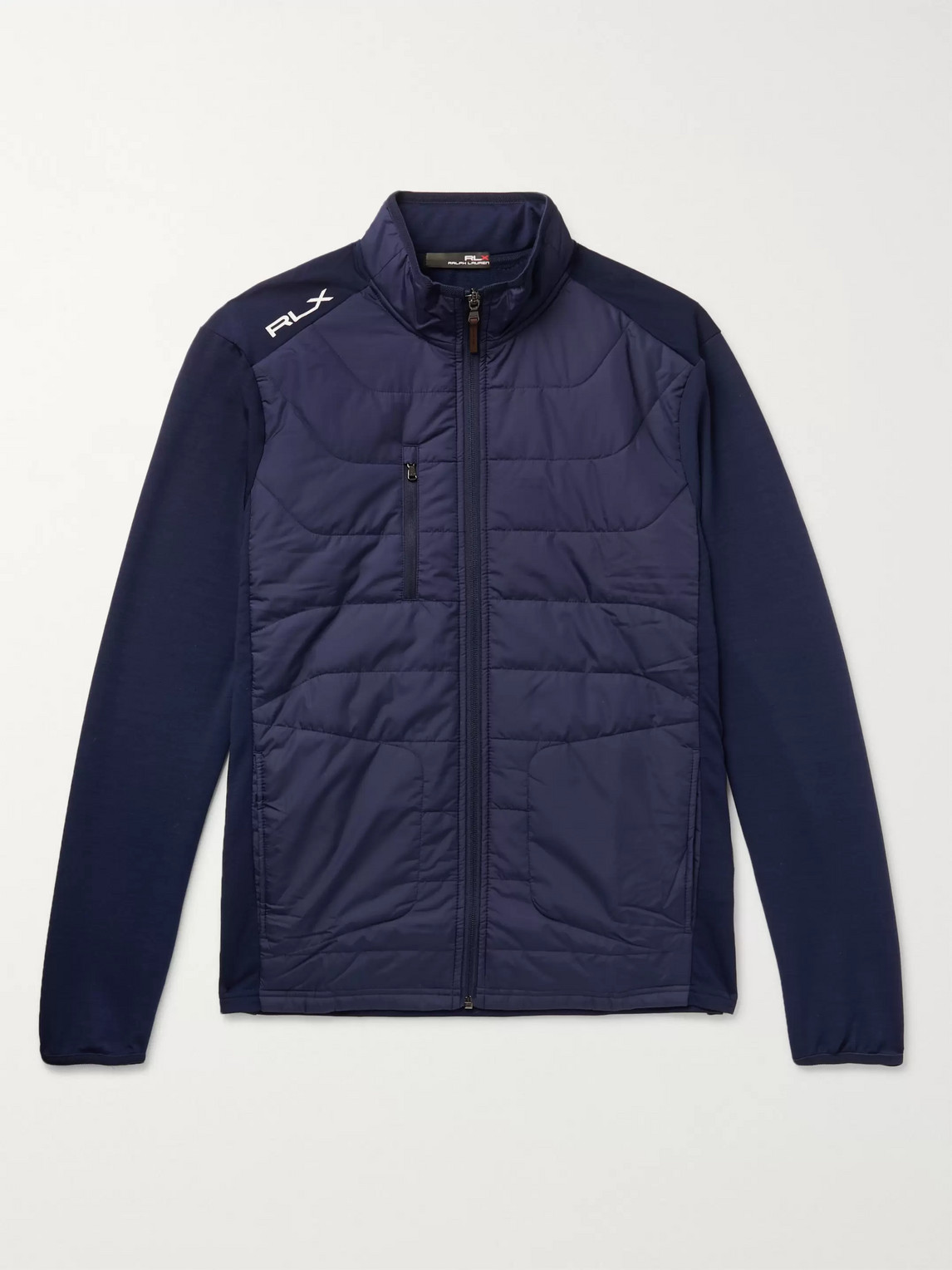 Ralph Lauren Slim-fit Quilted Shell-panelled Terry Golf Jacket In Blue