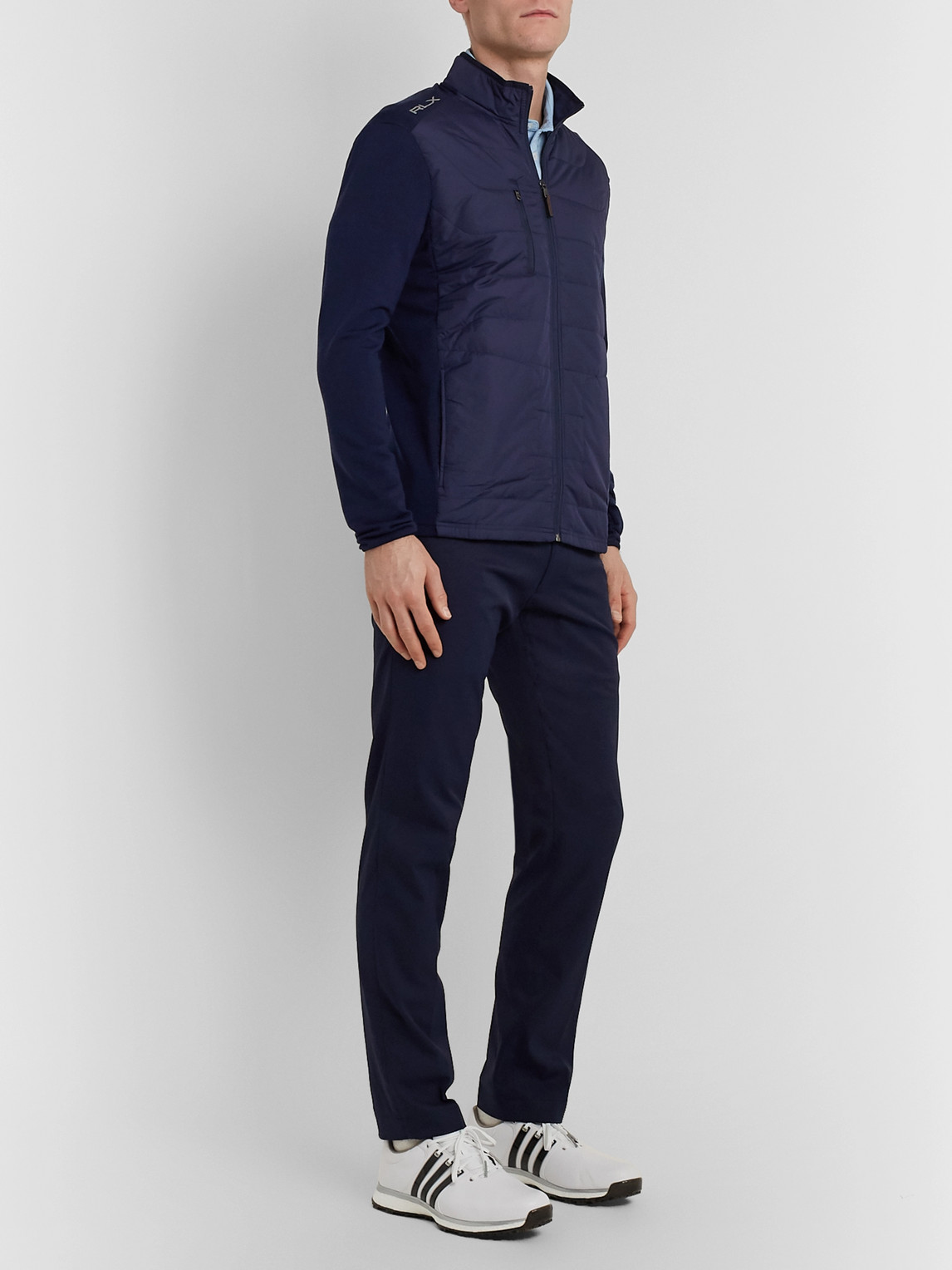 Shop Ralph Lauren Slim-fit Quilted Shell-panelled Terry Golf Jacket In Blue