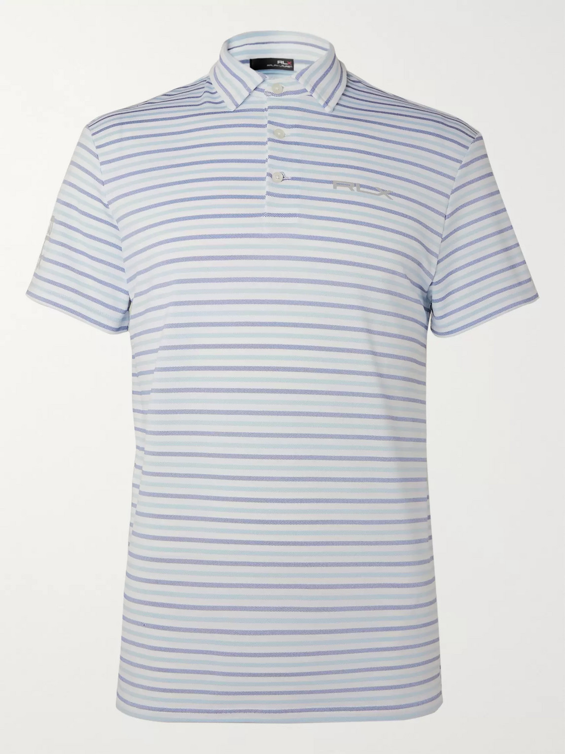 Ralph Lauren Striped Stretch Tech-piqué Golf Polo Shirt In Blue