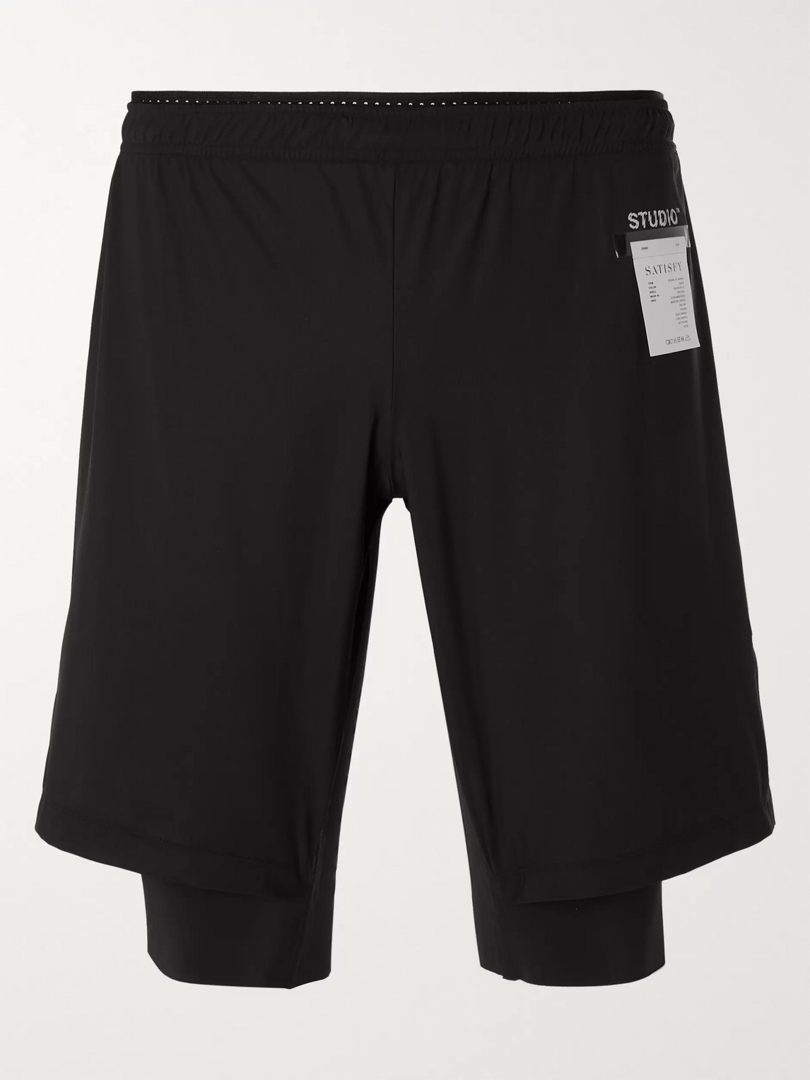 Satisfy Studio Slim-fit Layered Stretch-jersey Shorts In Black