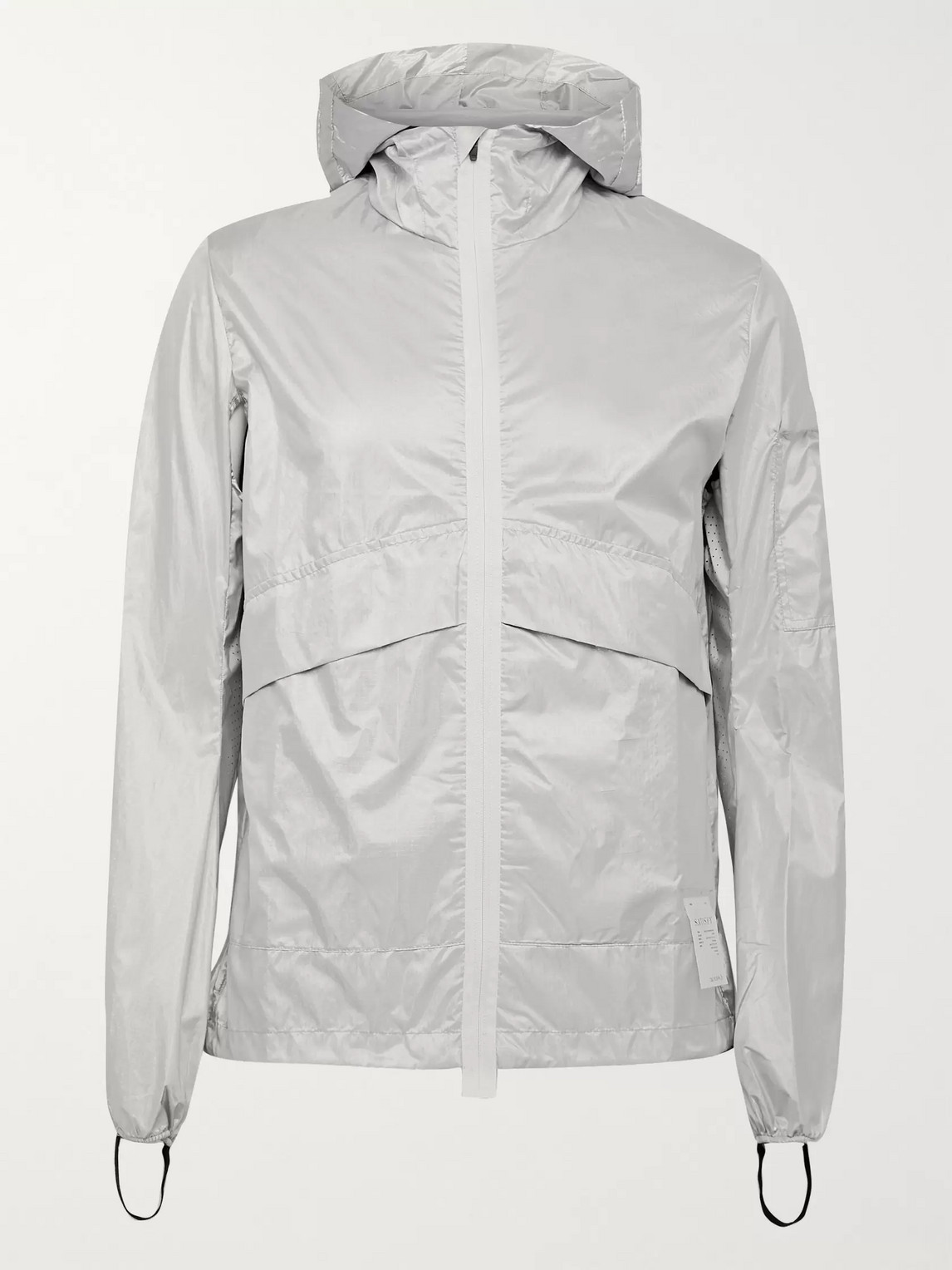 Satisfy Packable Reflective Printed Ripstop Hooded Jacket In Silver
