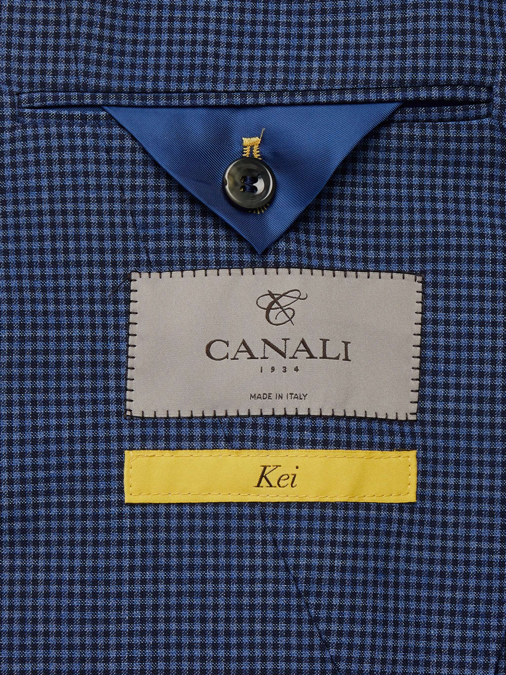 CANALI Kei Slim-Fit Checked Wool-Blend Seersucker Suit Jacket