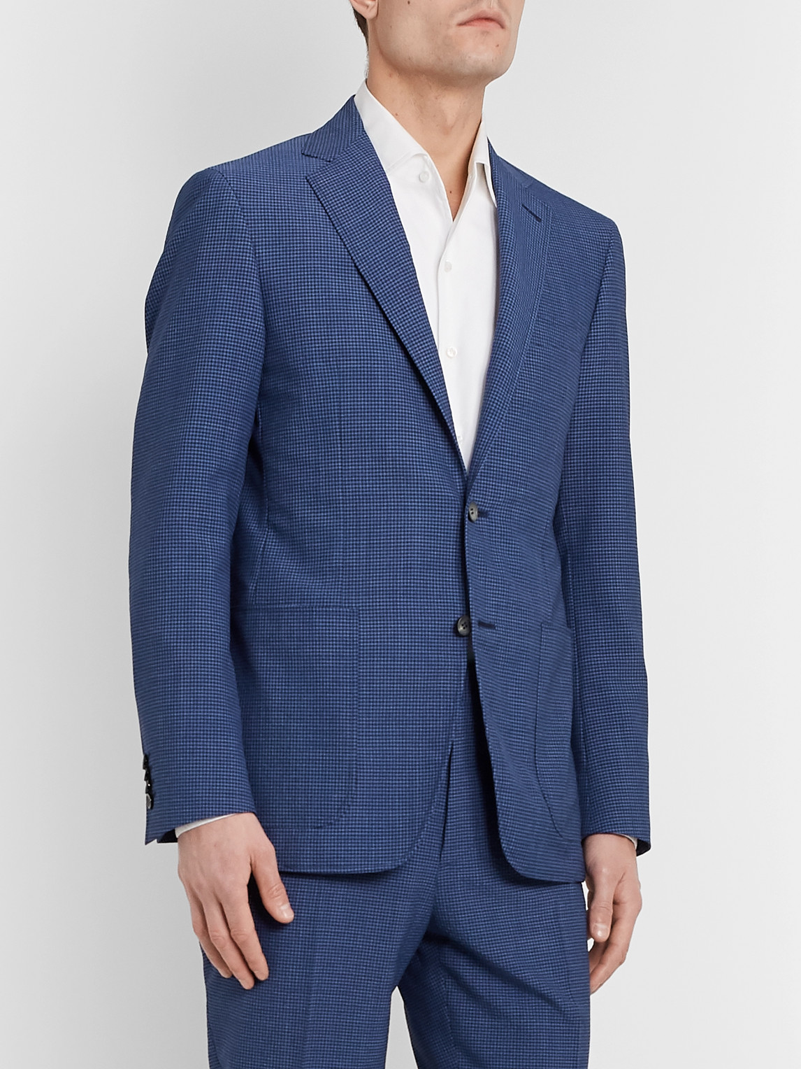 Canali Kei Slim-fit Checked Wool-blend Seersucker Suit Jacket In Blue ...