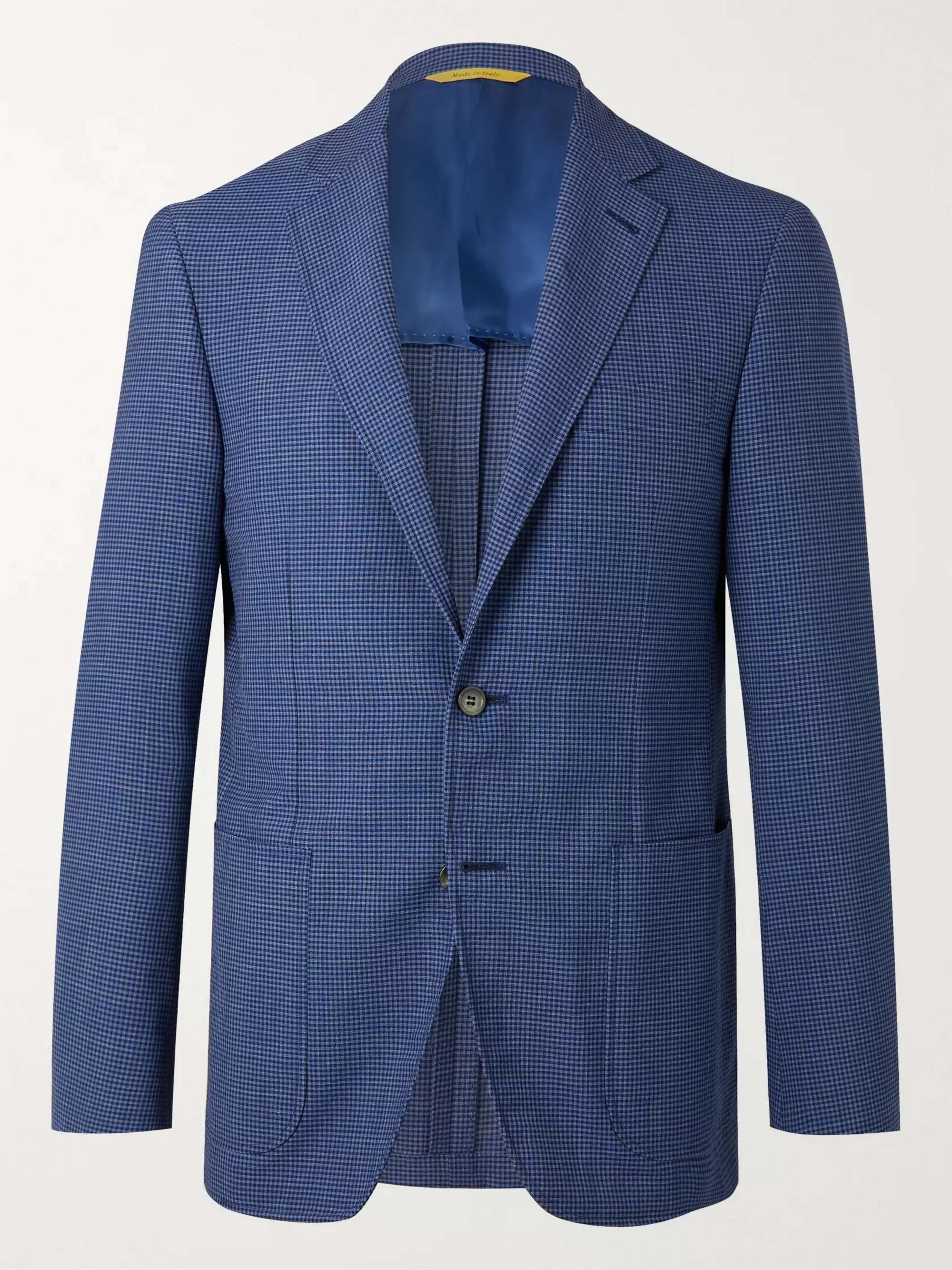 CANALI Kei Slim-Fit Checked Wool-Blend Seersucker Suit Jacket