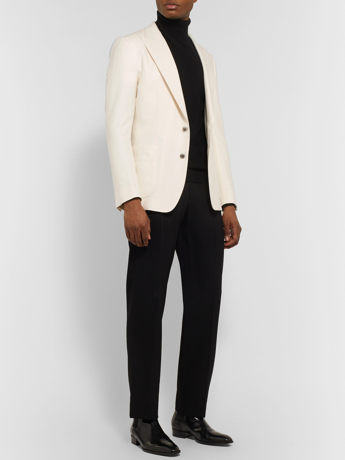 Dolce & Gabbana Martini Slim-fit Cashmere And Silk-blend Blazer In White