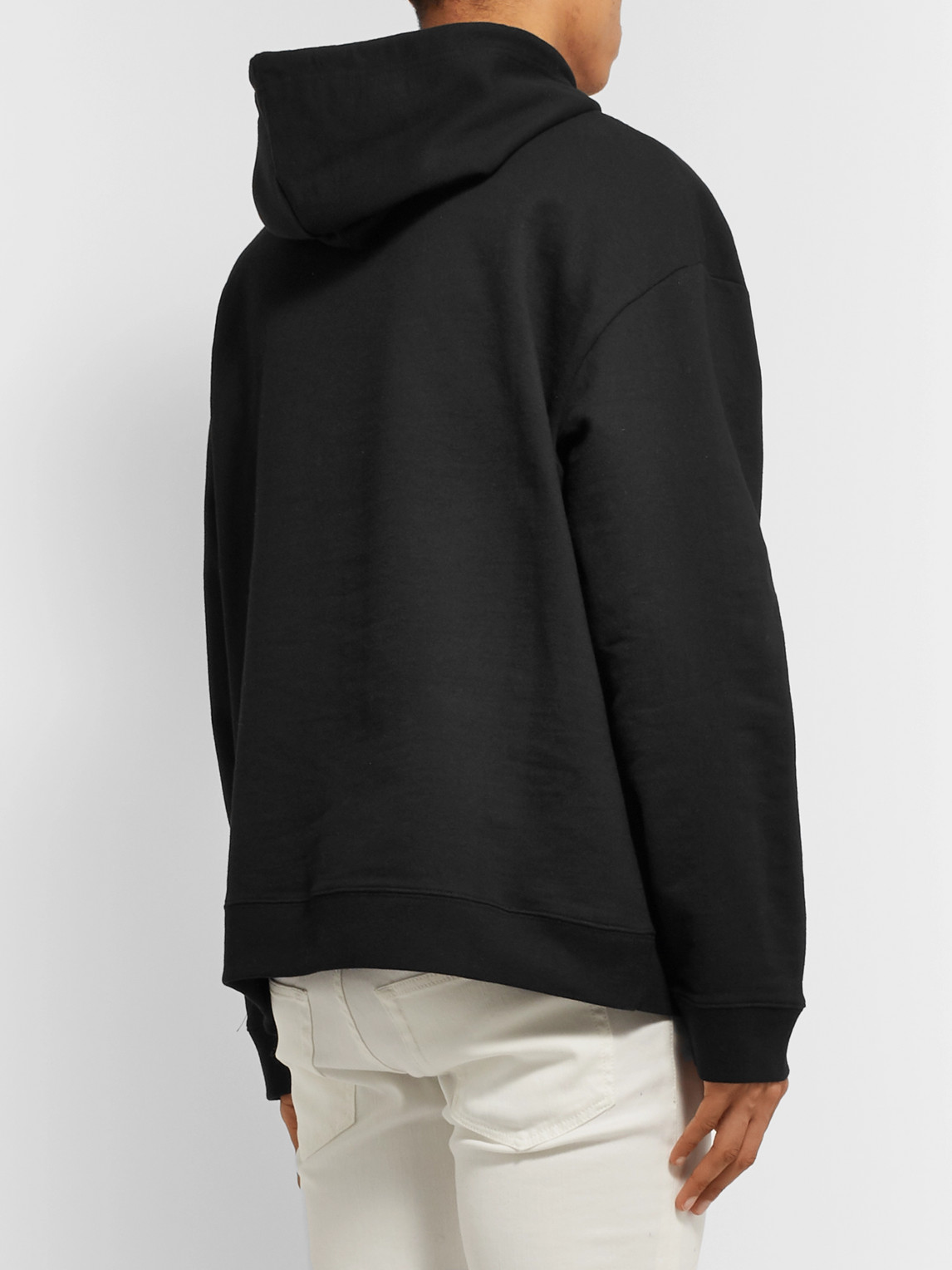 Shop Raf Simons Oversized Appliquéd Loopback Cotton-jersey Hoodie In Black