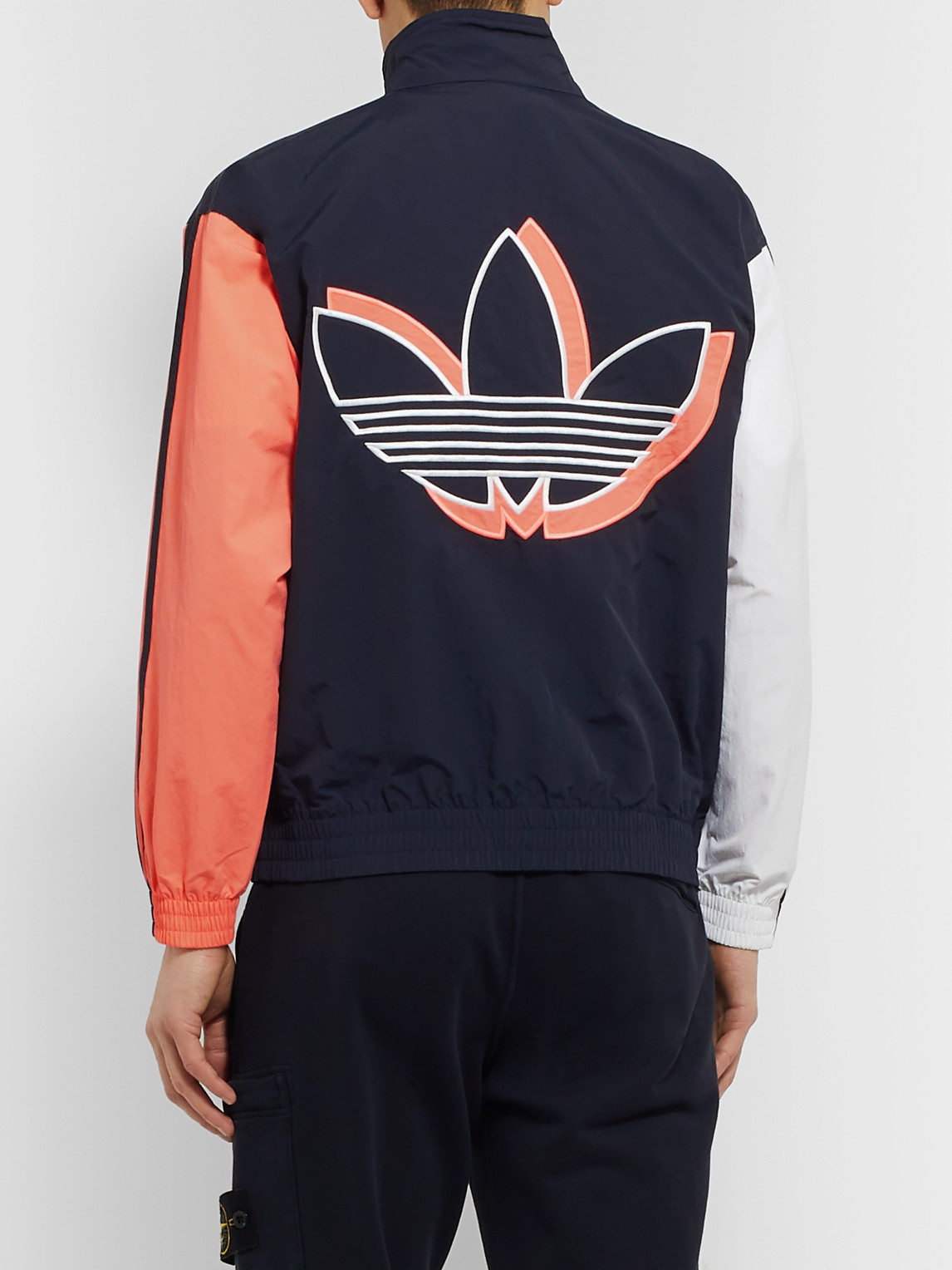 Shop Adidas Originals Shadow Logo-embroidered Colour-block Nylon Track Jacket In Blue