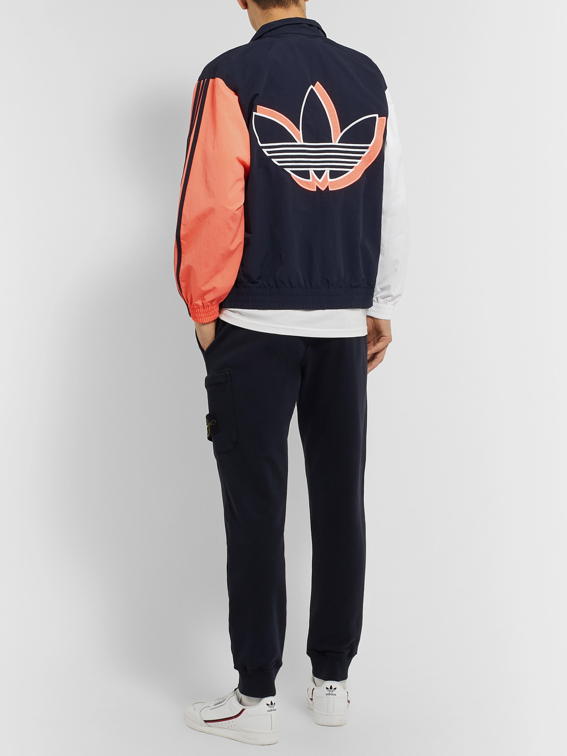 Adidas Originals Shadow Logo-embroidered Colour-block Nylon Track Jacket In Blue