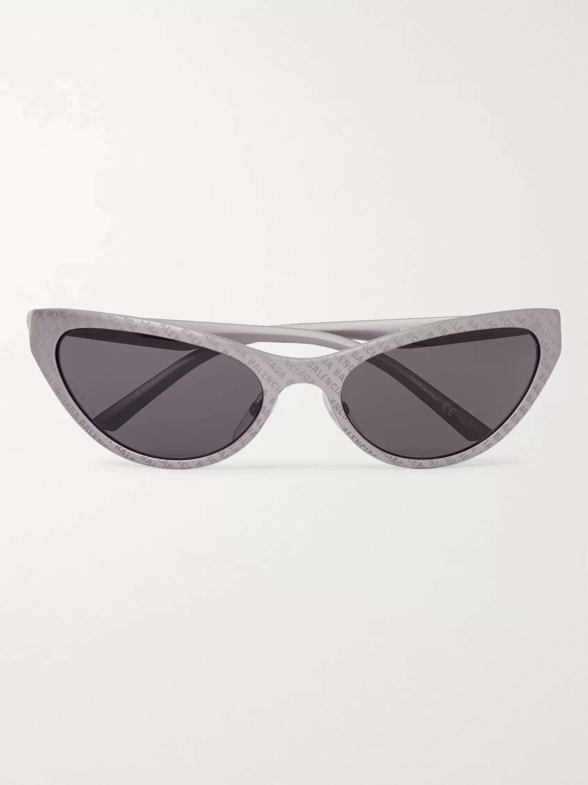 BALENCIAGA EYEWEAR Oval-Frame Logo-Detailed Acetate Sunglasses