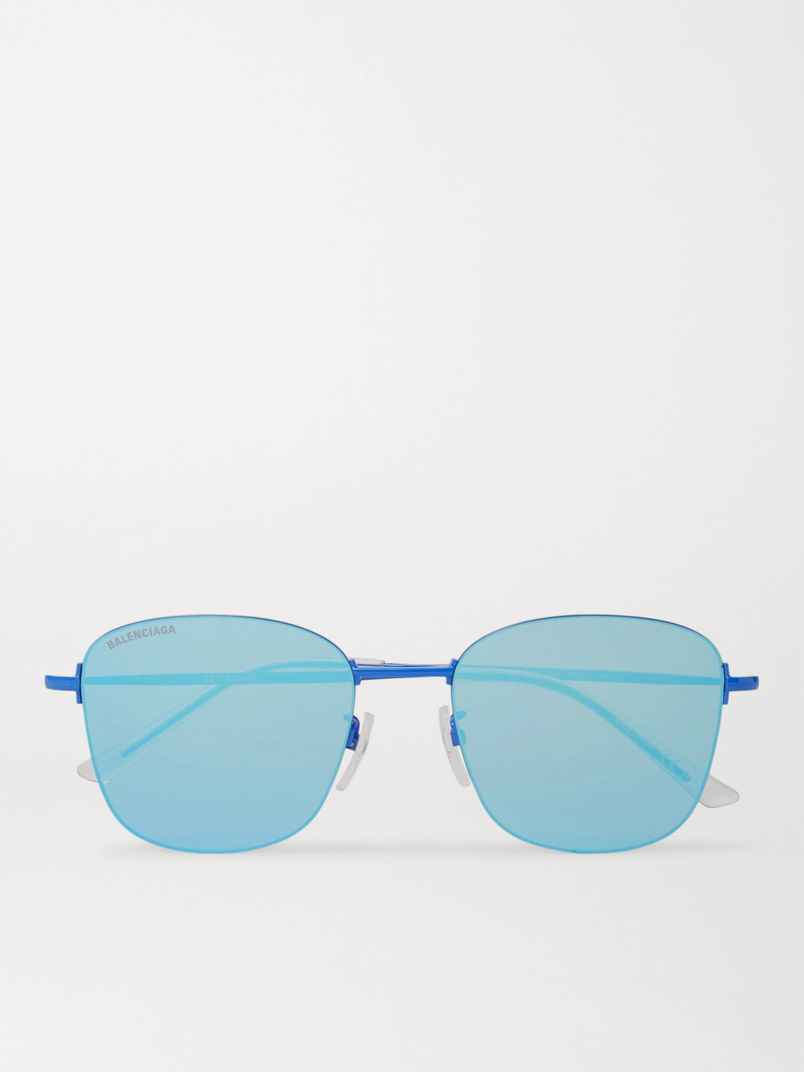 Balenciaga Square-frame Nylon Mirrored Sunglasses In Blue
