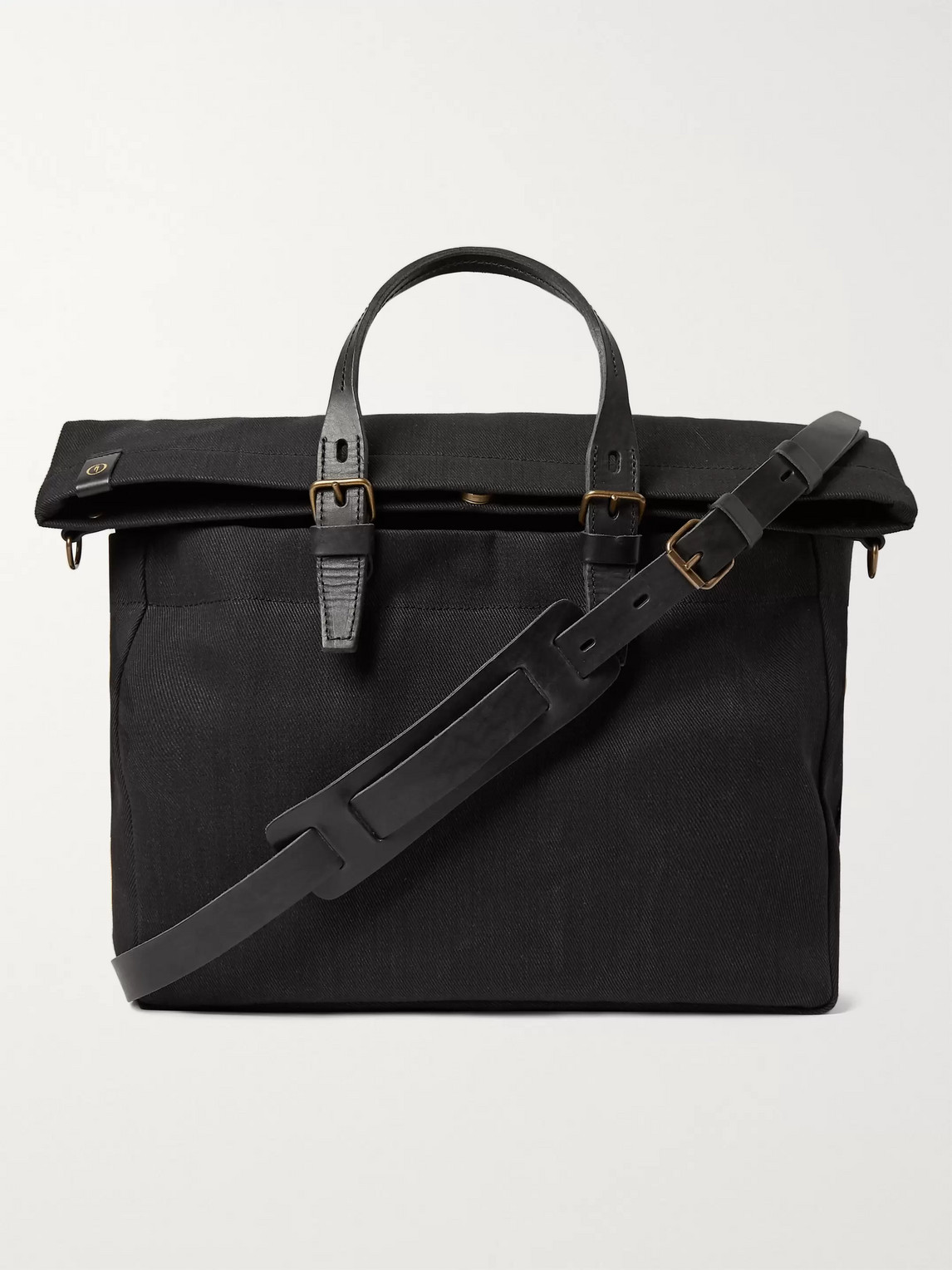 Bleu De Chauffe Remix Leather-trimmed Lickwax Twill Messenger Bag In Black