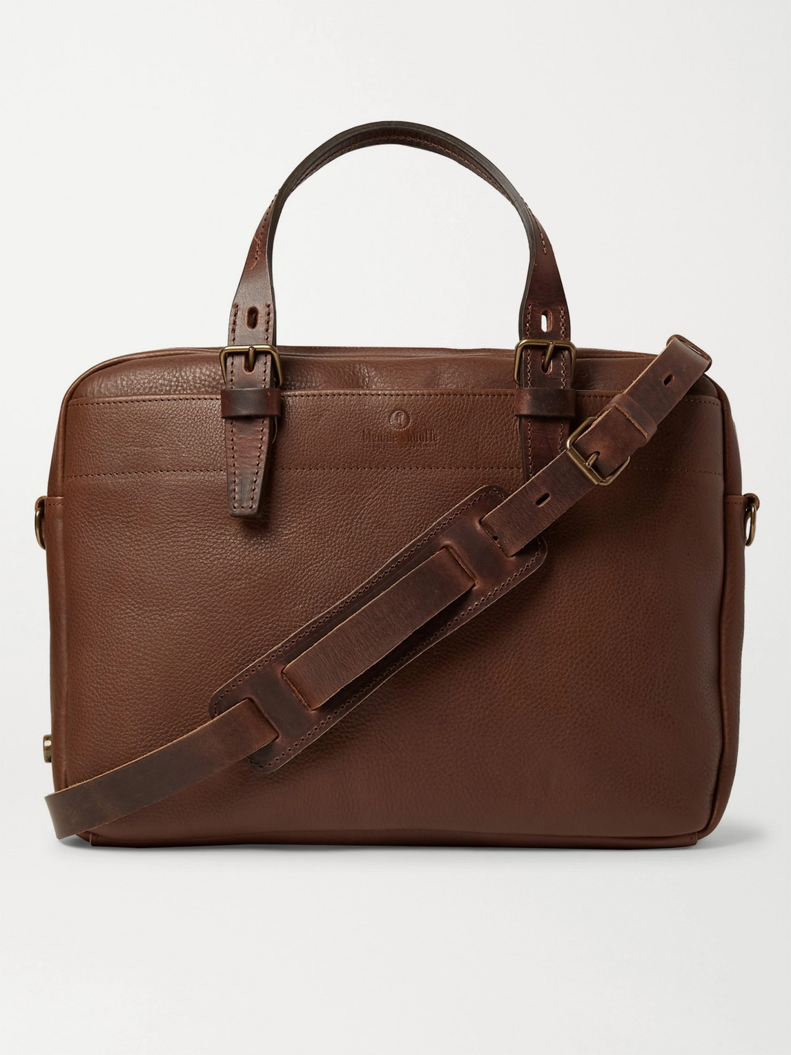 Bleu De Chauffe Folder Vegetable-tanned Textured-leather Messenger Bag In Brown