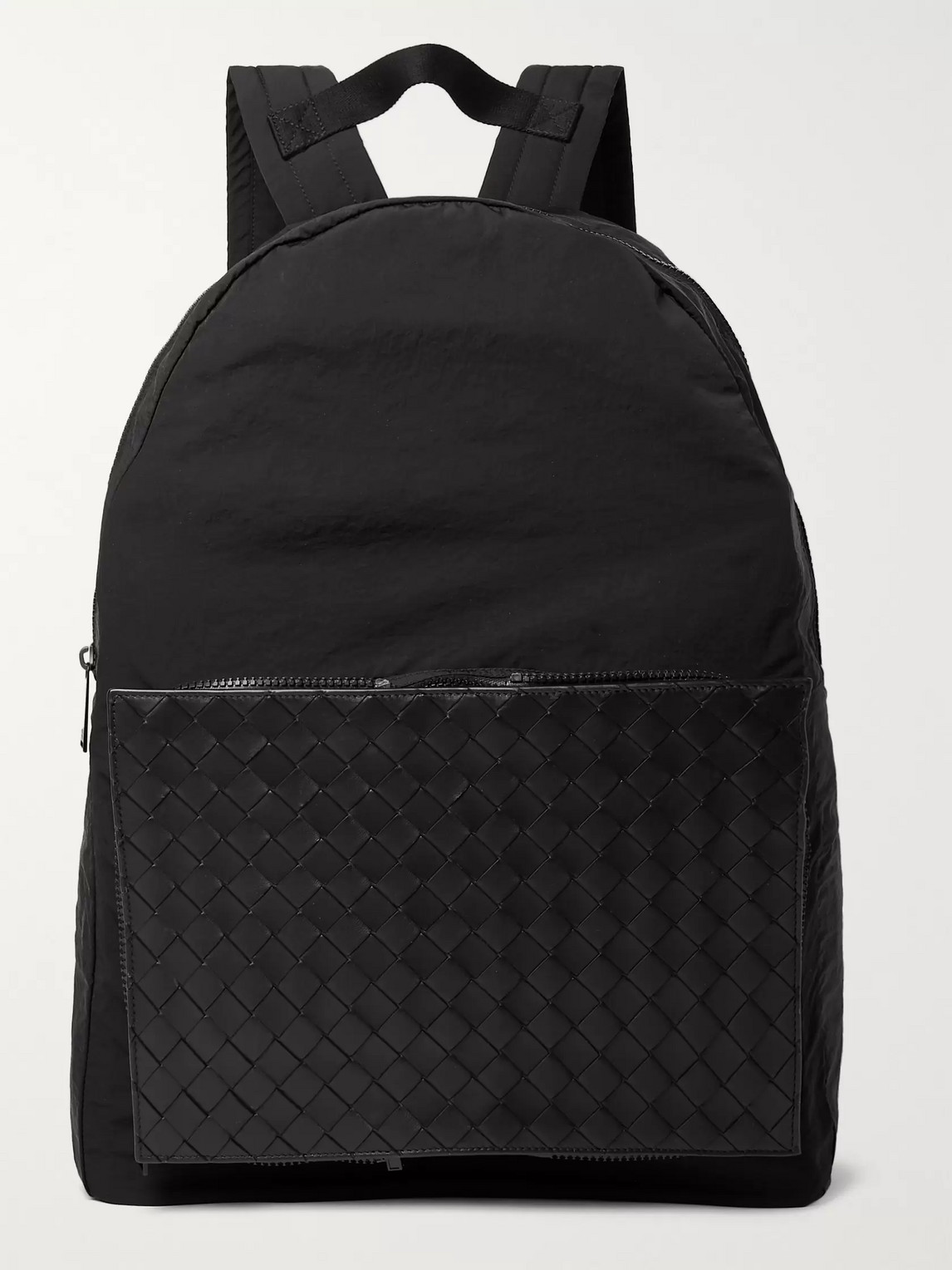 Bottega Veneta Nylon And Intrecciato Leather Backpack In Black