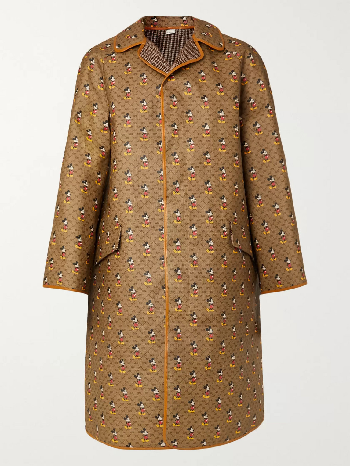 GUCCI DISNEY REVERSIBLE LEATHER-TRIMMED PRINTED COATED-CANVAS AND WOOL COAT