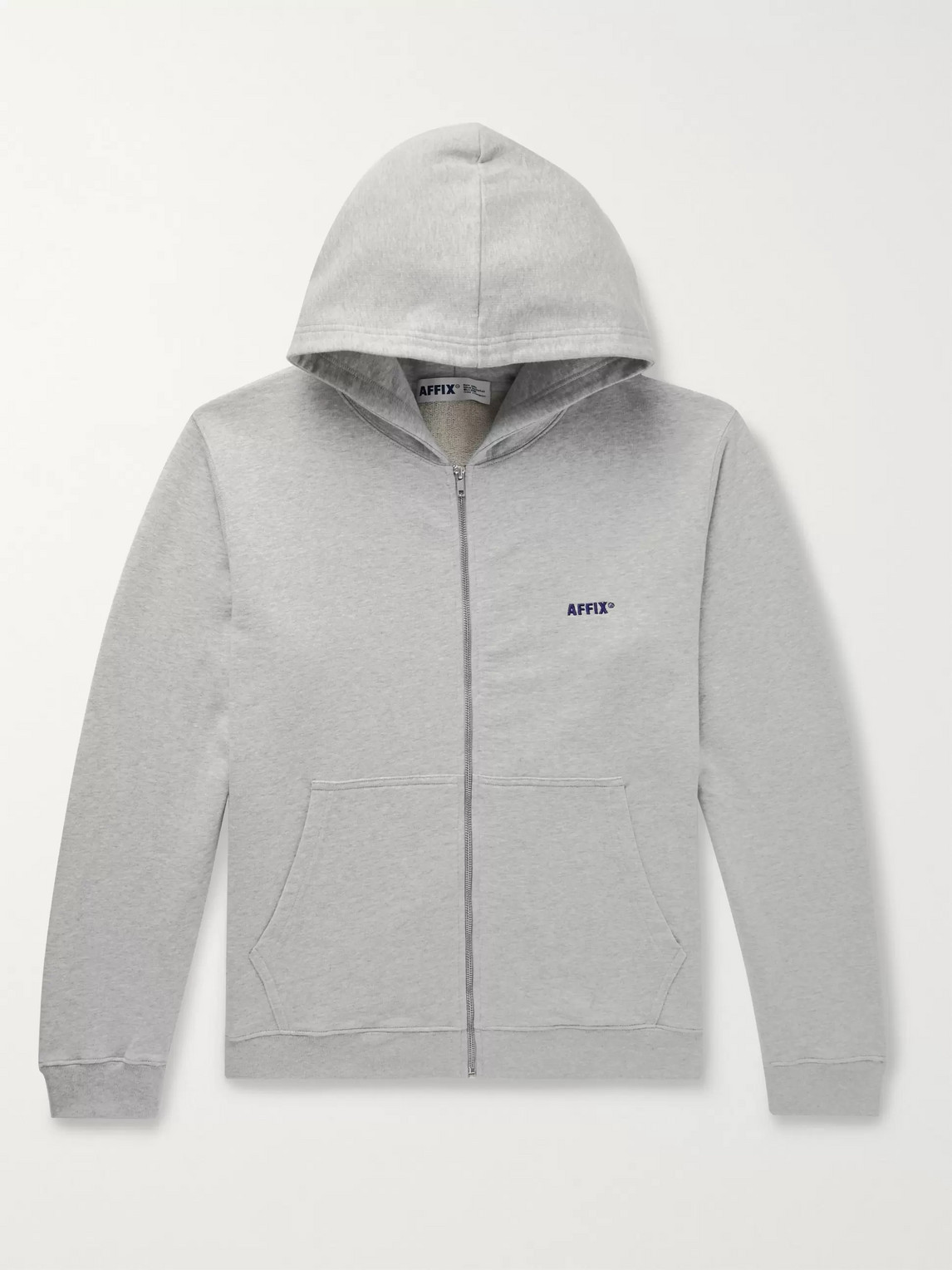 Affix Logo-embroidered Loopback Cotton-jersey Zip-up Hoodie In Gray