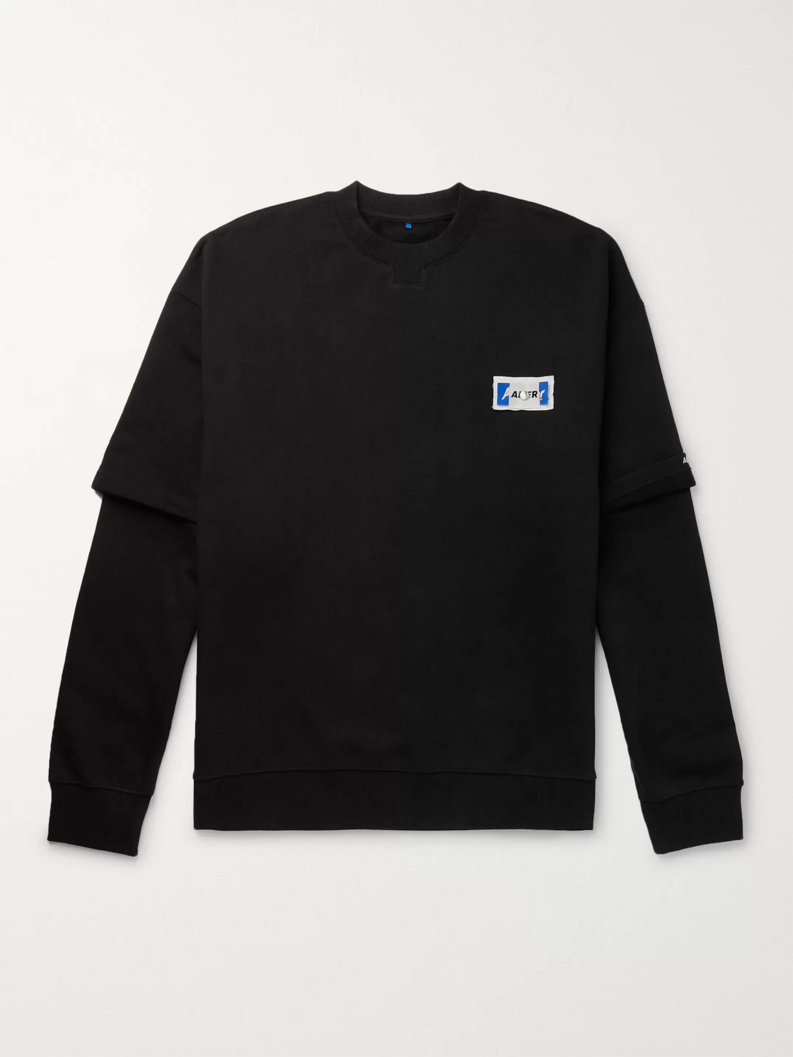 Ader Error Oversized Layered Logo-appliquéd Loopback Cotton-jersey Sweatshirt In Black