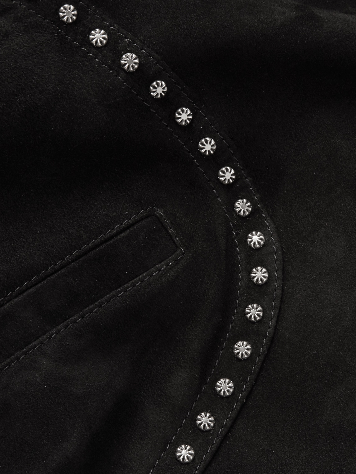 Shop Saint Laurent Studded Suede Blouson Jacket In Black