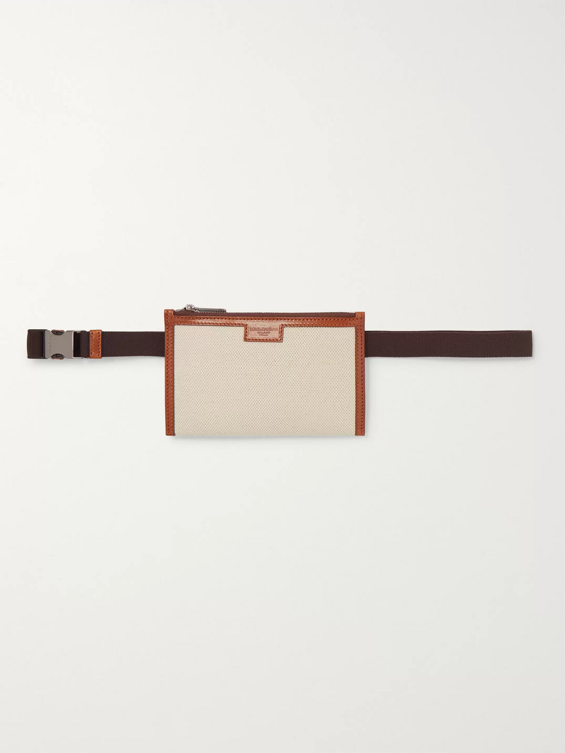 Dolce & Gabbana Leather-trimmed Canvas Belt Bag In White