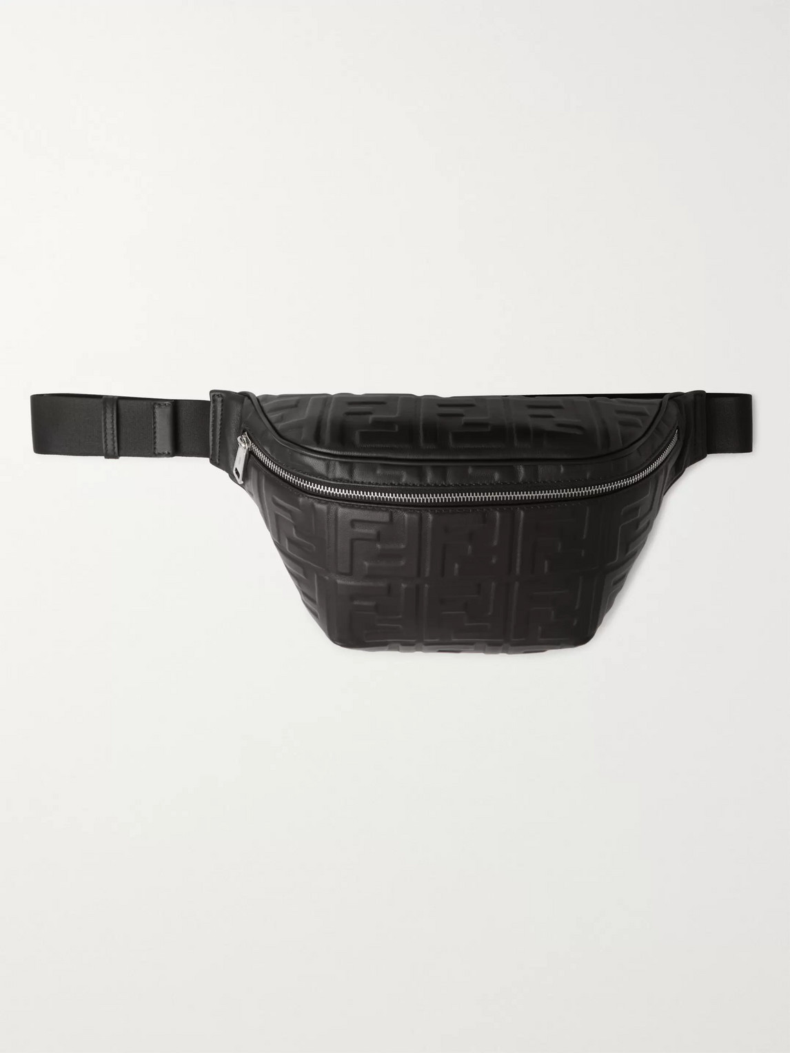 Fendi Logo-embossed Leather Belt Bag In Black