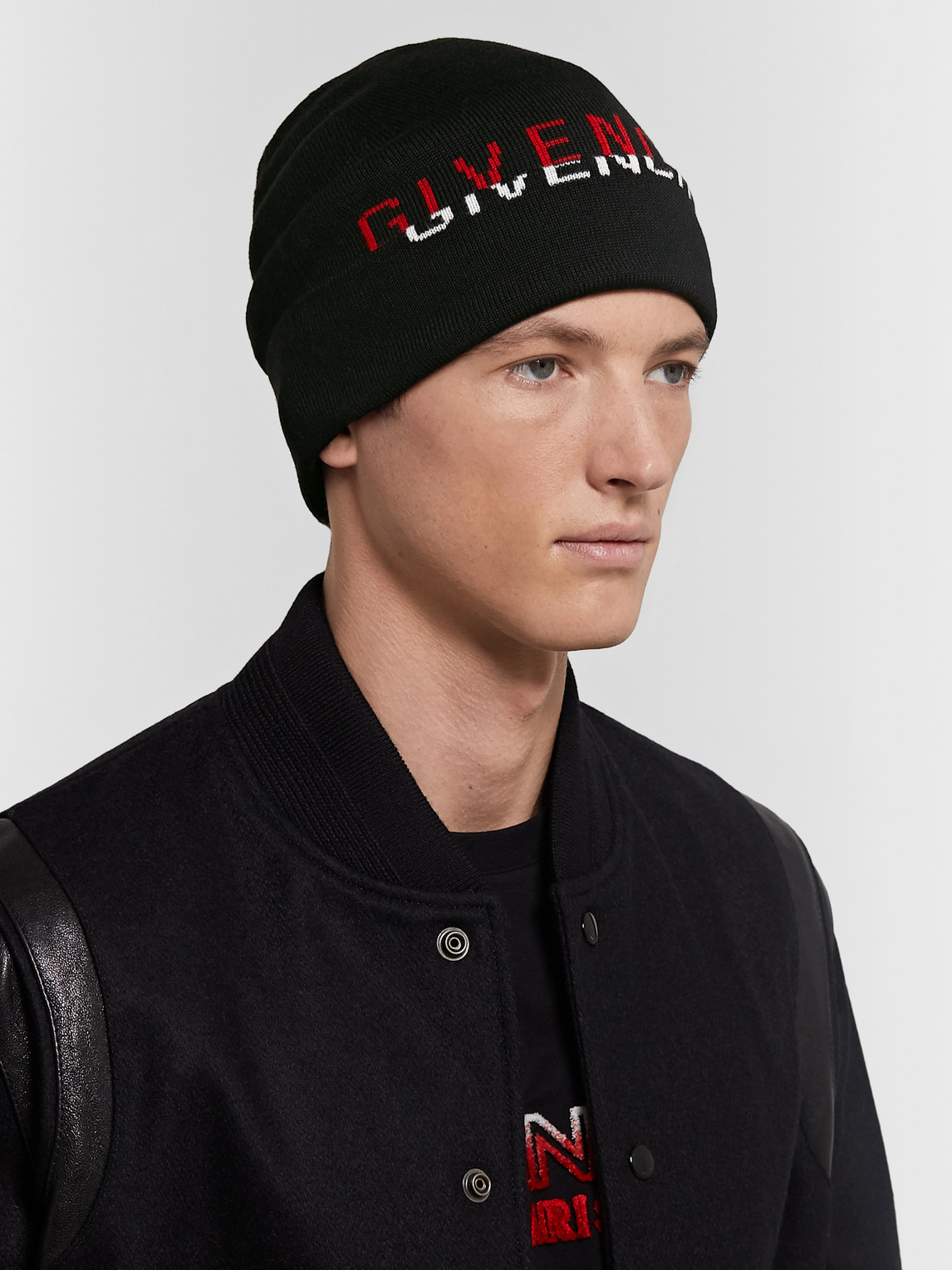 Givenchy Black Double Logo Wool Beanie In 1 Black | ModeSens