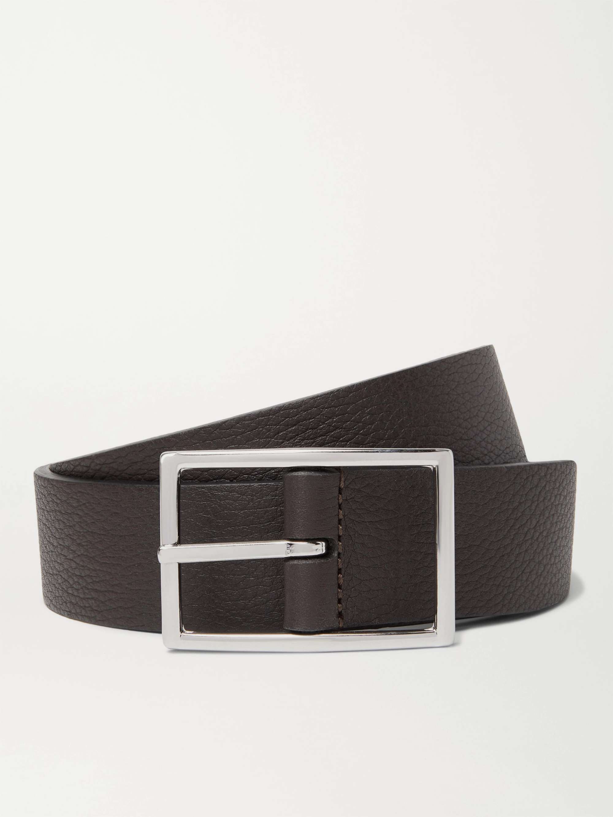 ANDERSON'S 3cm Black and Dark-Brown Reversible Leather Belt