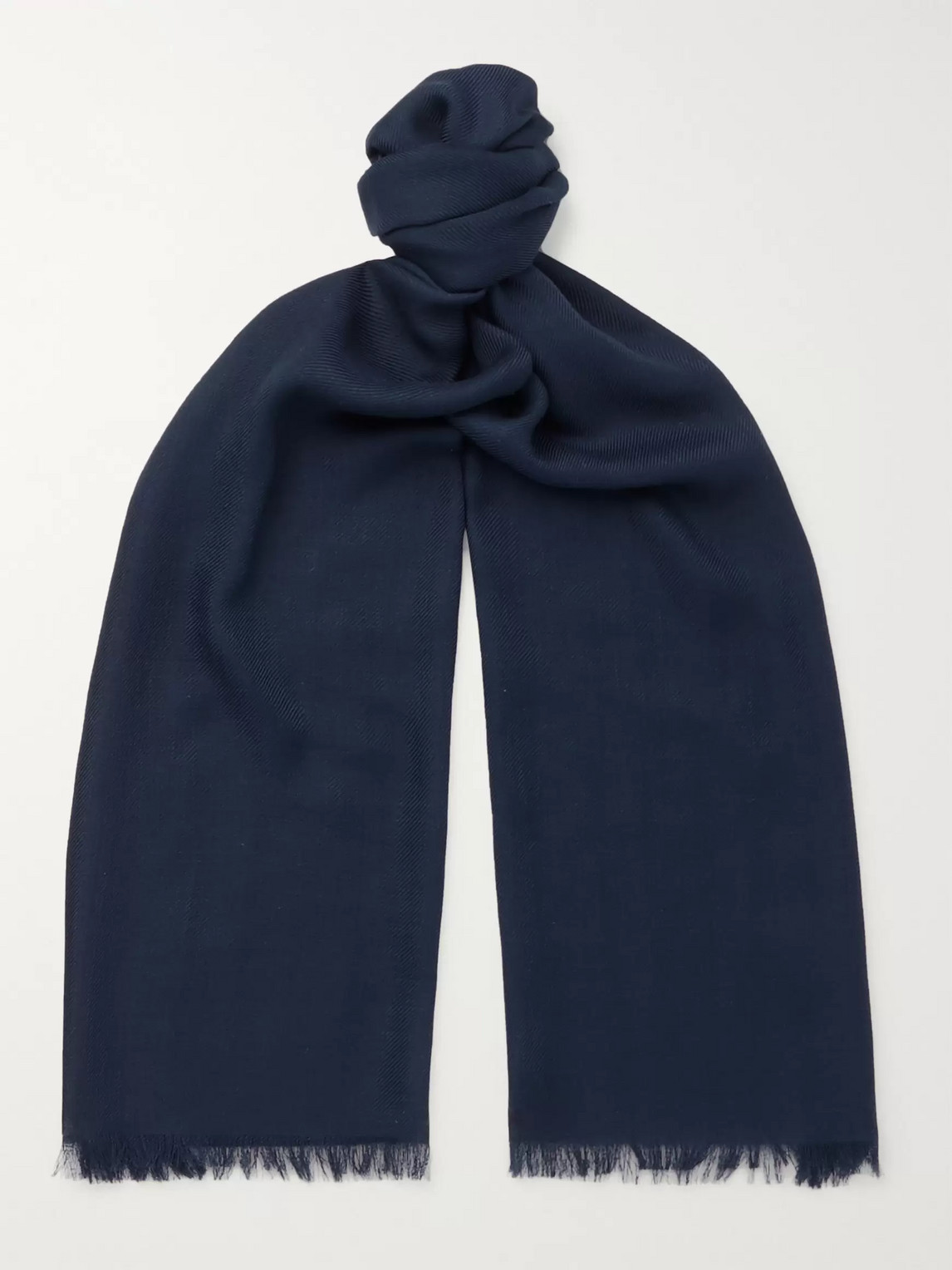 Loro Piana Fringed Cashmere And Silk-blend Scarf In Blue