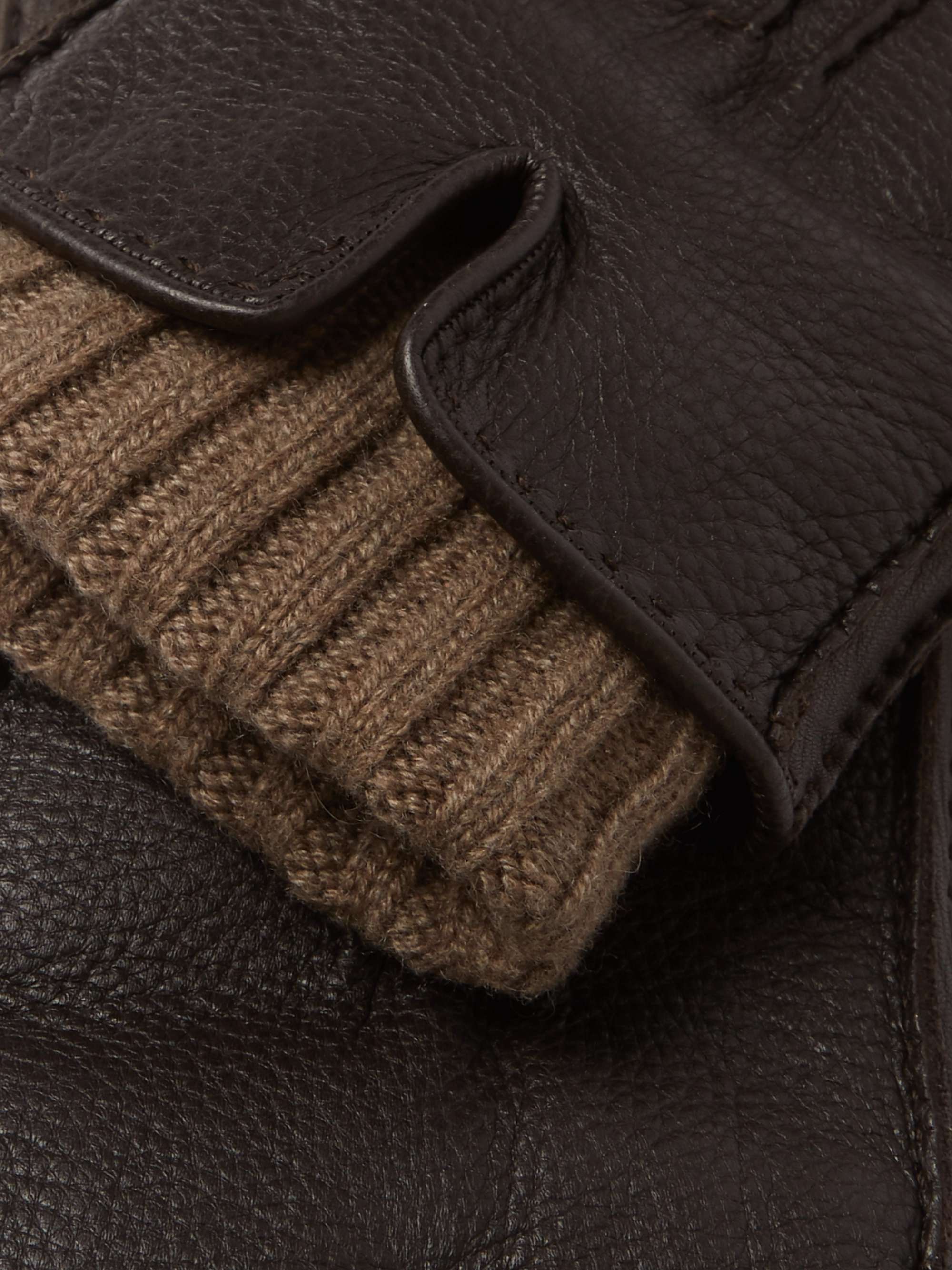 LORO PIANA Baby Cashmere-Lined Full-Grain Leather Gloves